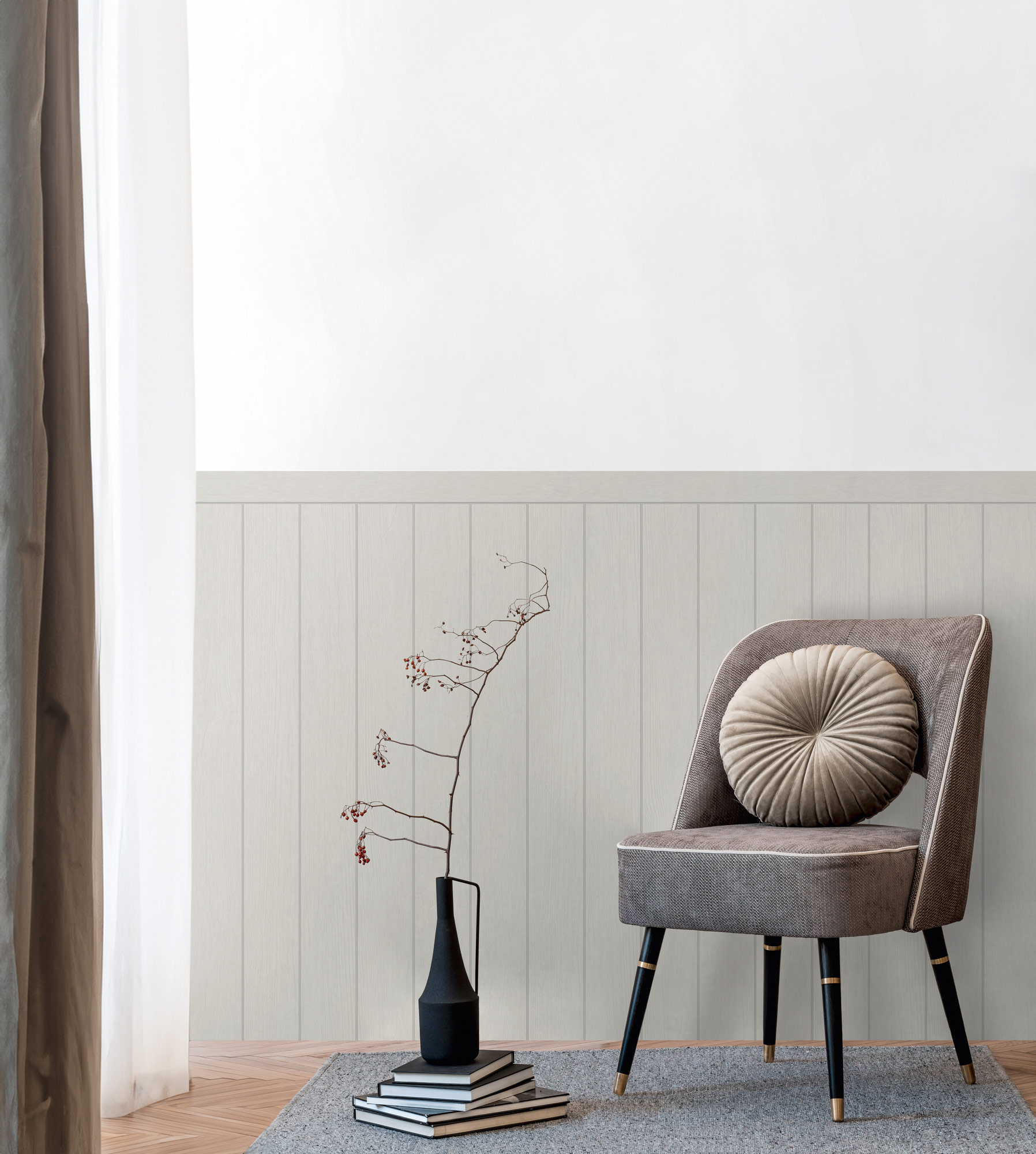 AS Vliestapete Wallpanel grau Holzpaneele 398034