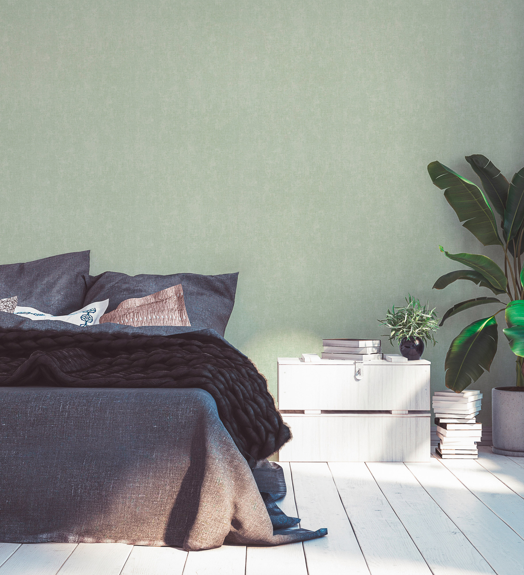 AS Vliestapete #Hygge Unitapete Grün 386152