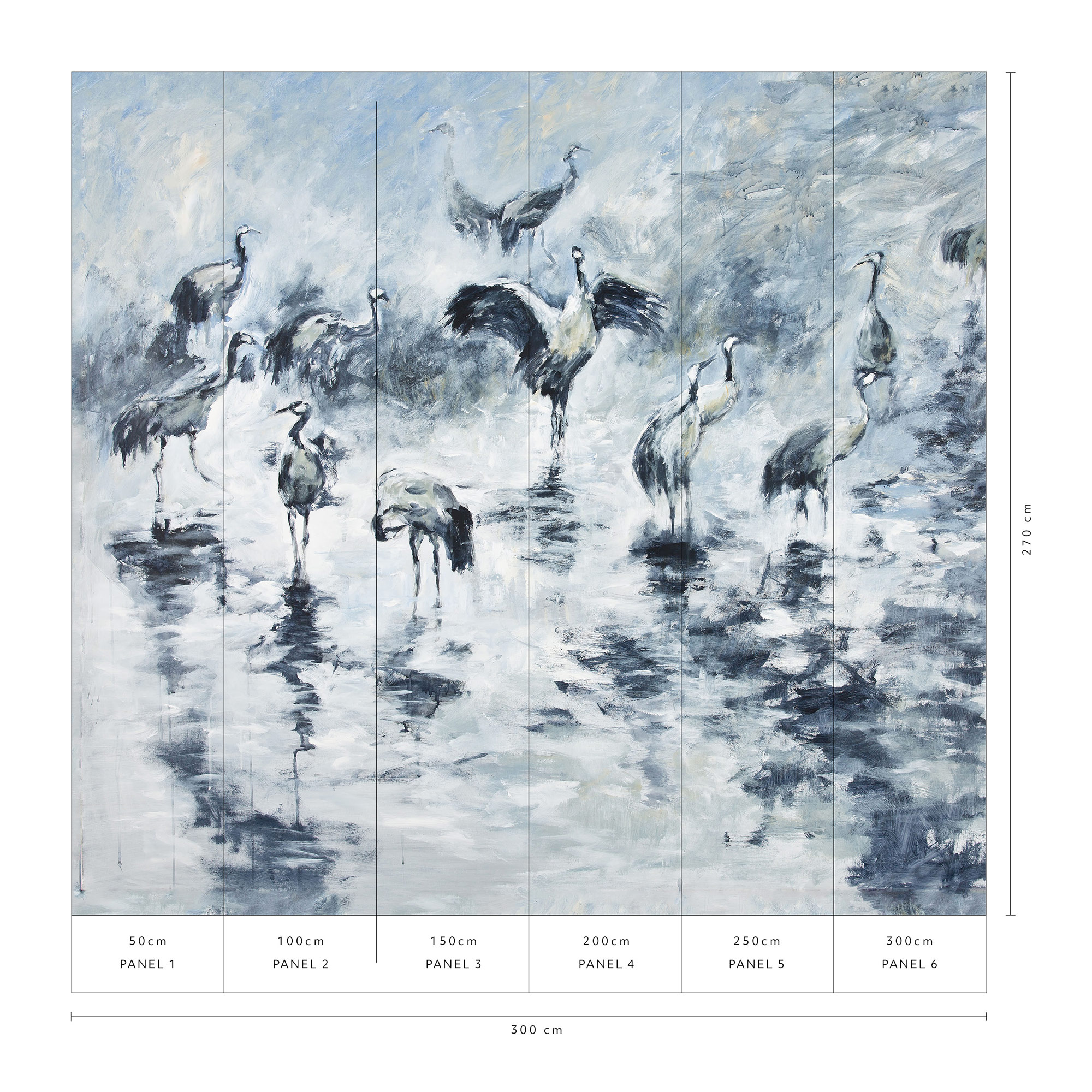 Erismann Fototapete GMK Art Edition Kraniche blau 222915