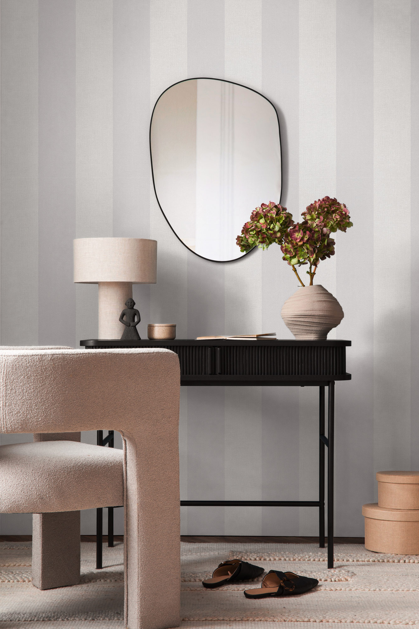 AS Vliestapete Pure Elegance Streifen Grau 397980