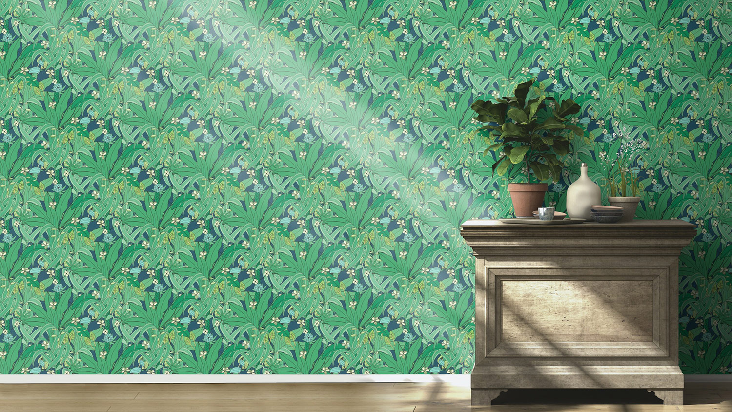 Rasch Vliestapete Club Botanique Blätter grün 538922