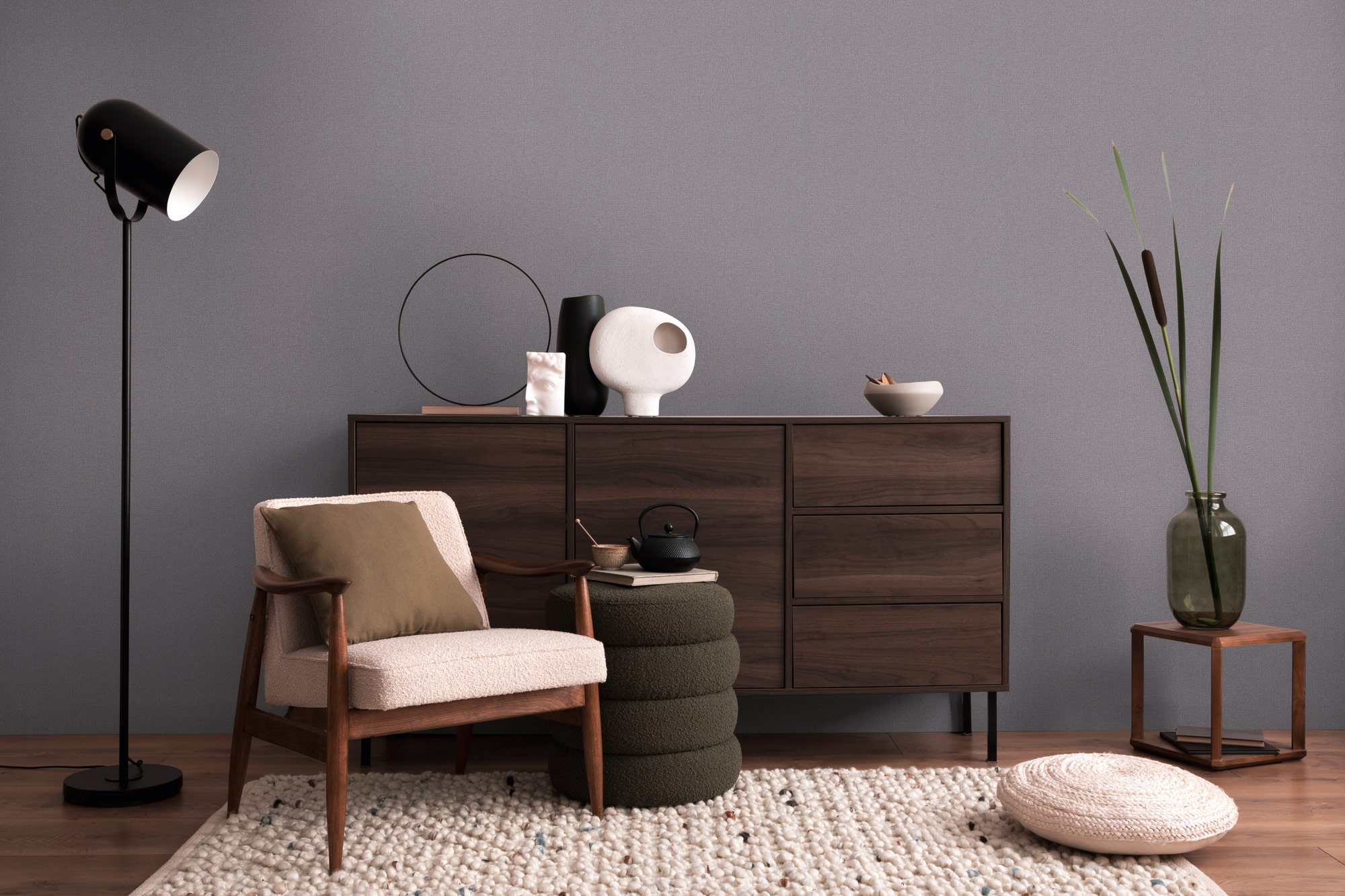 AS Vliestapete CosmoLiving Uni Grau 790656