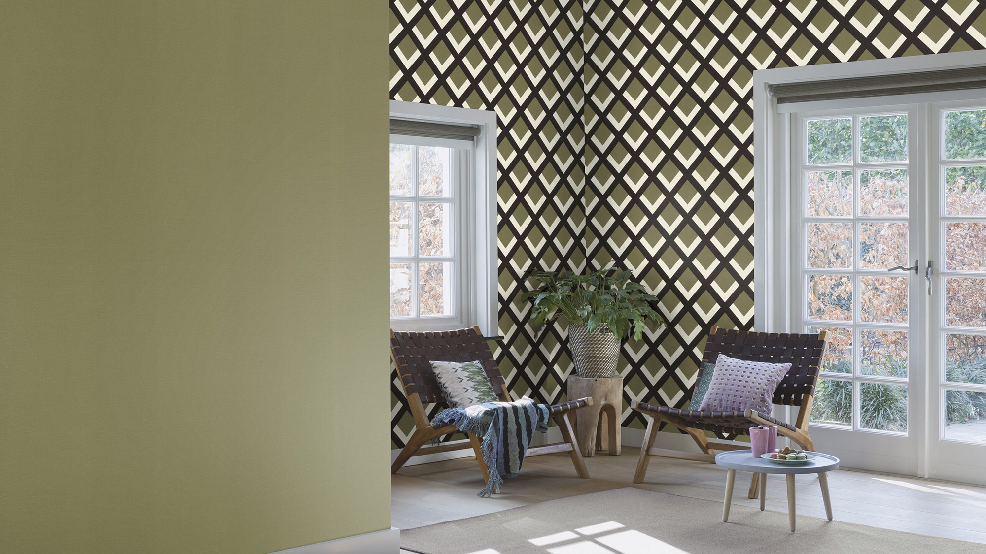 Rasch Vliestapete Country Charme Grün-kaki 452068