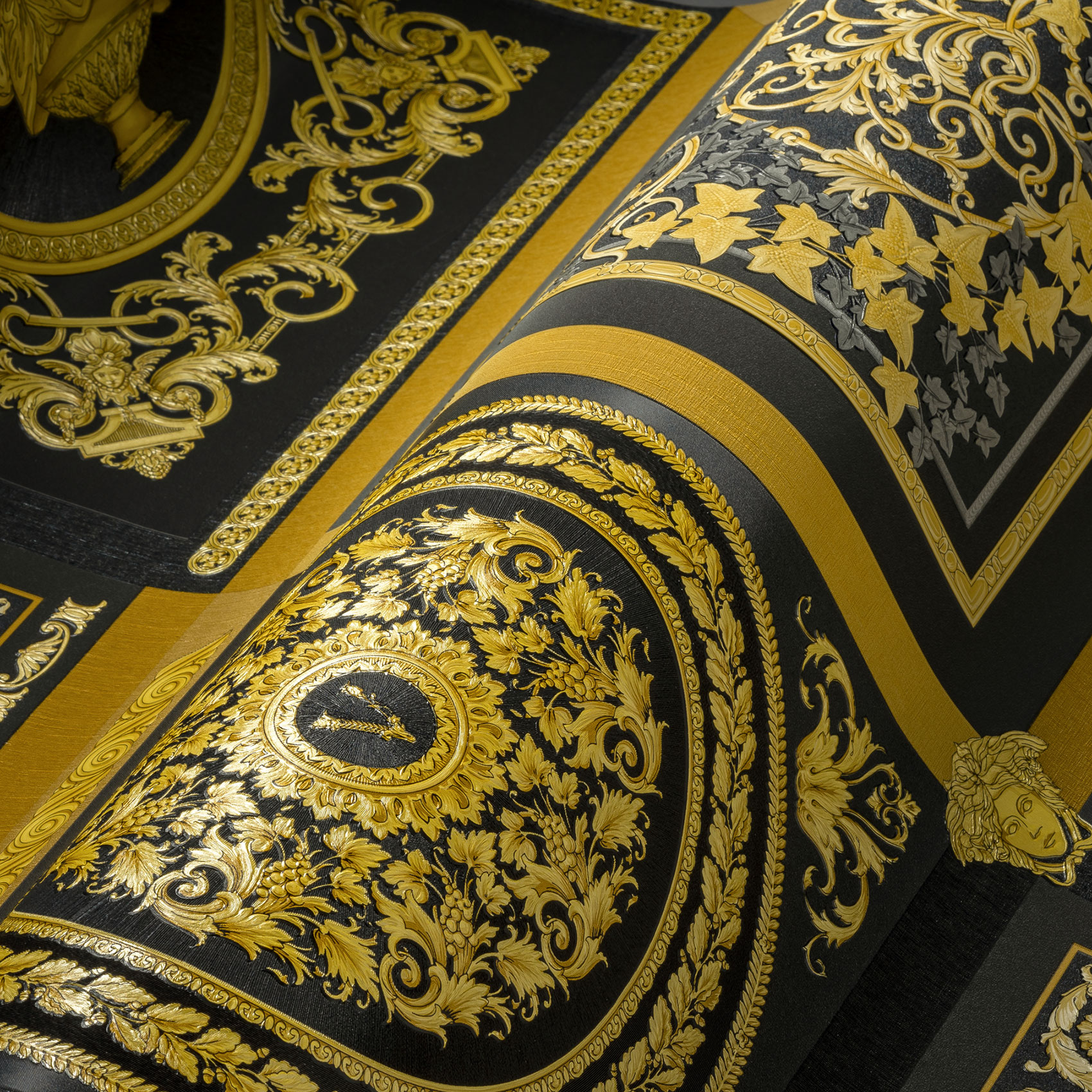 AS Vliestapete Versace 5 Barock Tapete Schwarz 387043