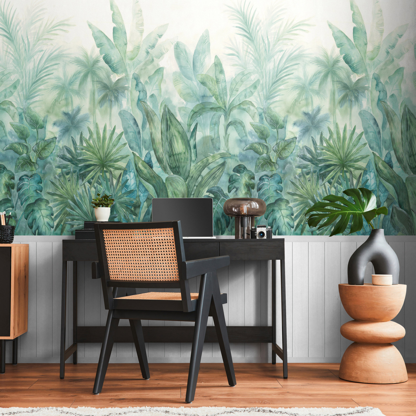 AS Vliestapete Wallpanel weiß Dschungel 398101