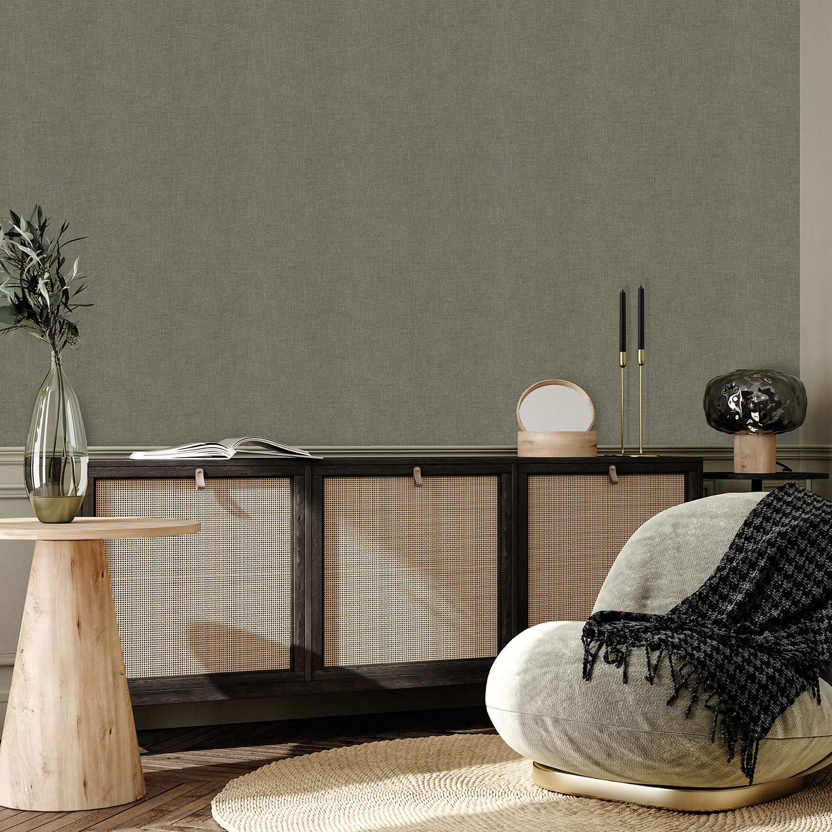 Hohenberger Vliestapete Artist Collage Uni Khaki 27271