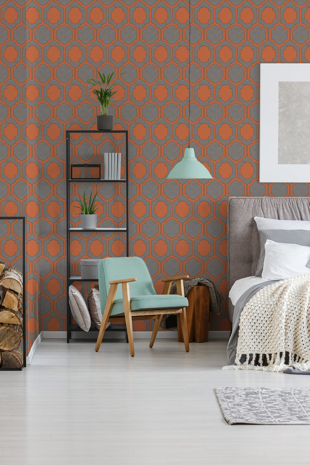 AS Création Vliestapete Pop Style grau orange 374793