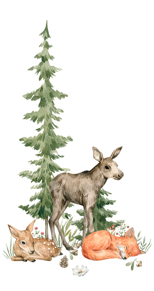 Rasch Fototapete Kids World Rehkitz Tiere Wald 365009
