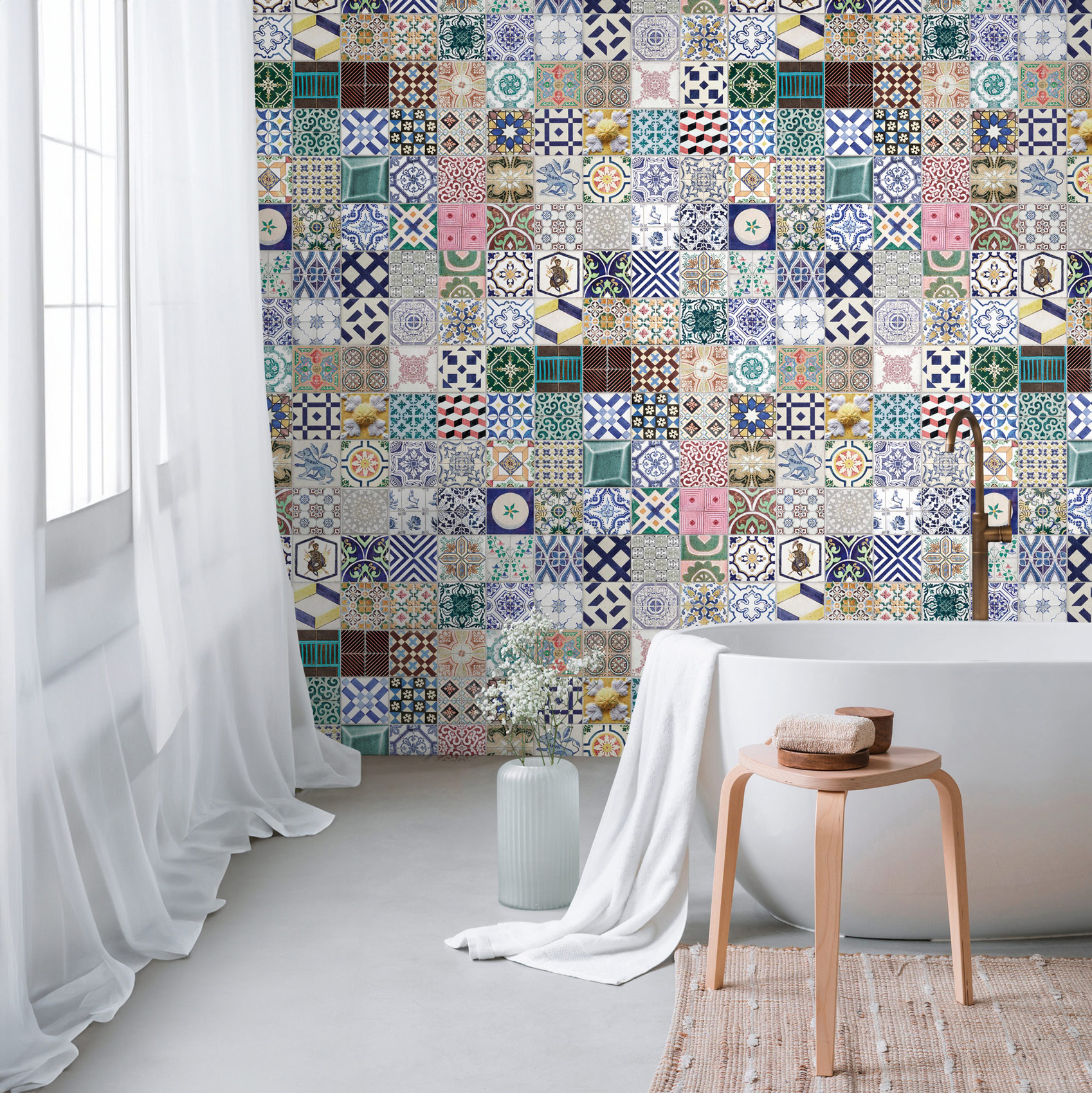 Livingwalls Vliestapete The Wall 3 Vintage-Fliesen 398361