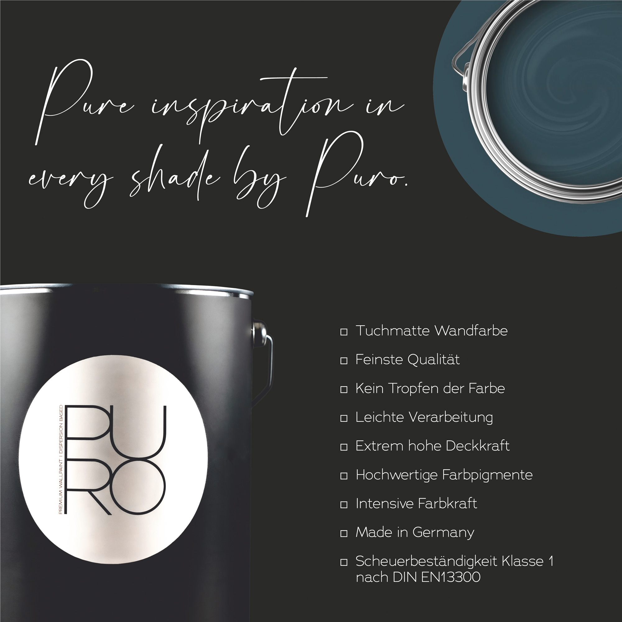 AS Premium Innenwandfarbe Puro c3013 bluish petrol 1 L