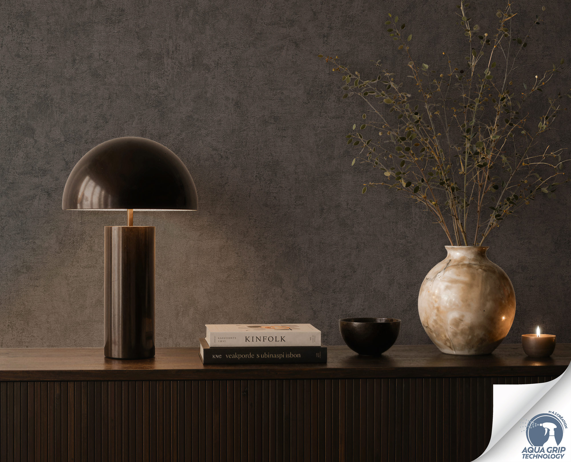 AS Vliestapete Cosiness Designdrop 2 Uni Schwarz 793158