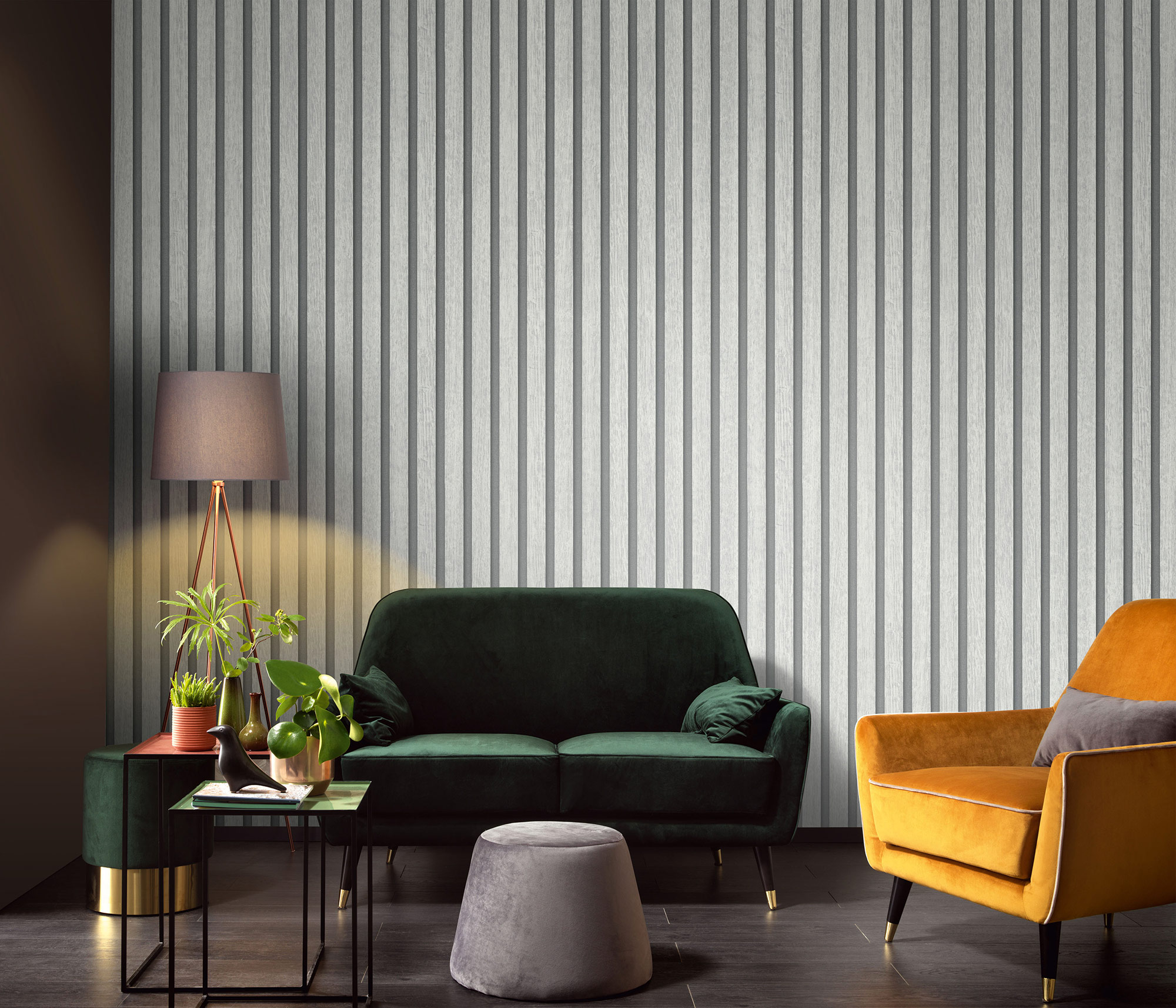 Erismann Vliestapete Holzpaneel hellgrau 1040031