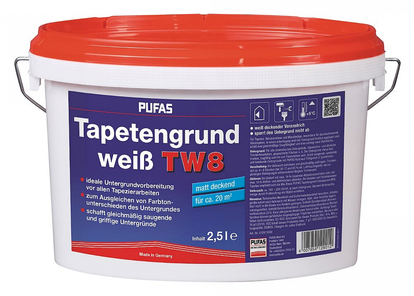 PUFAS Tapetengrund weiß TW8 | 2,5 L