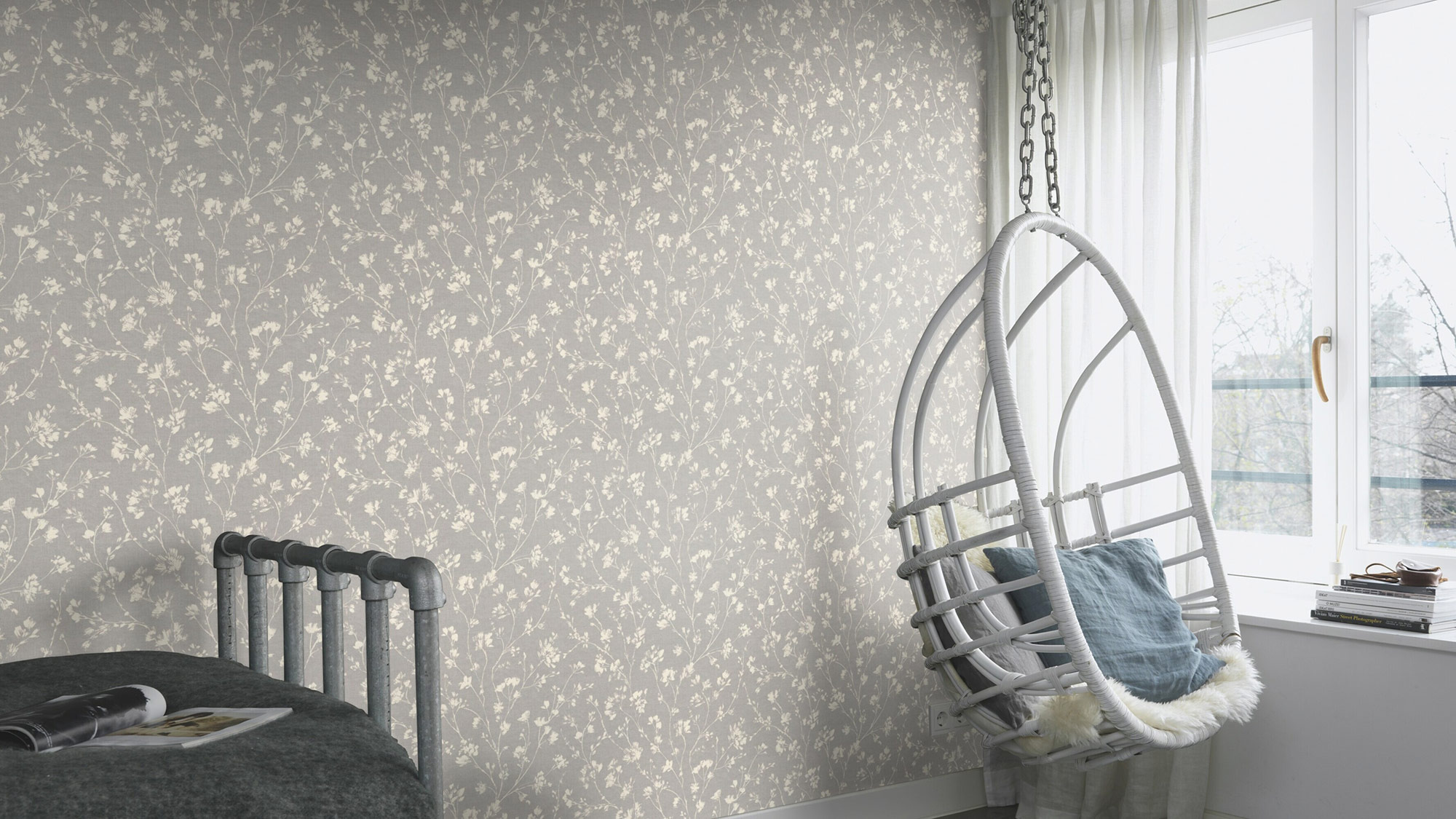 Rasch Vliestapete Country Charme Grau-Hellgrau 463828