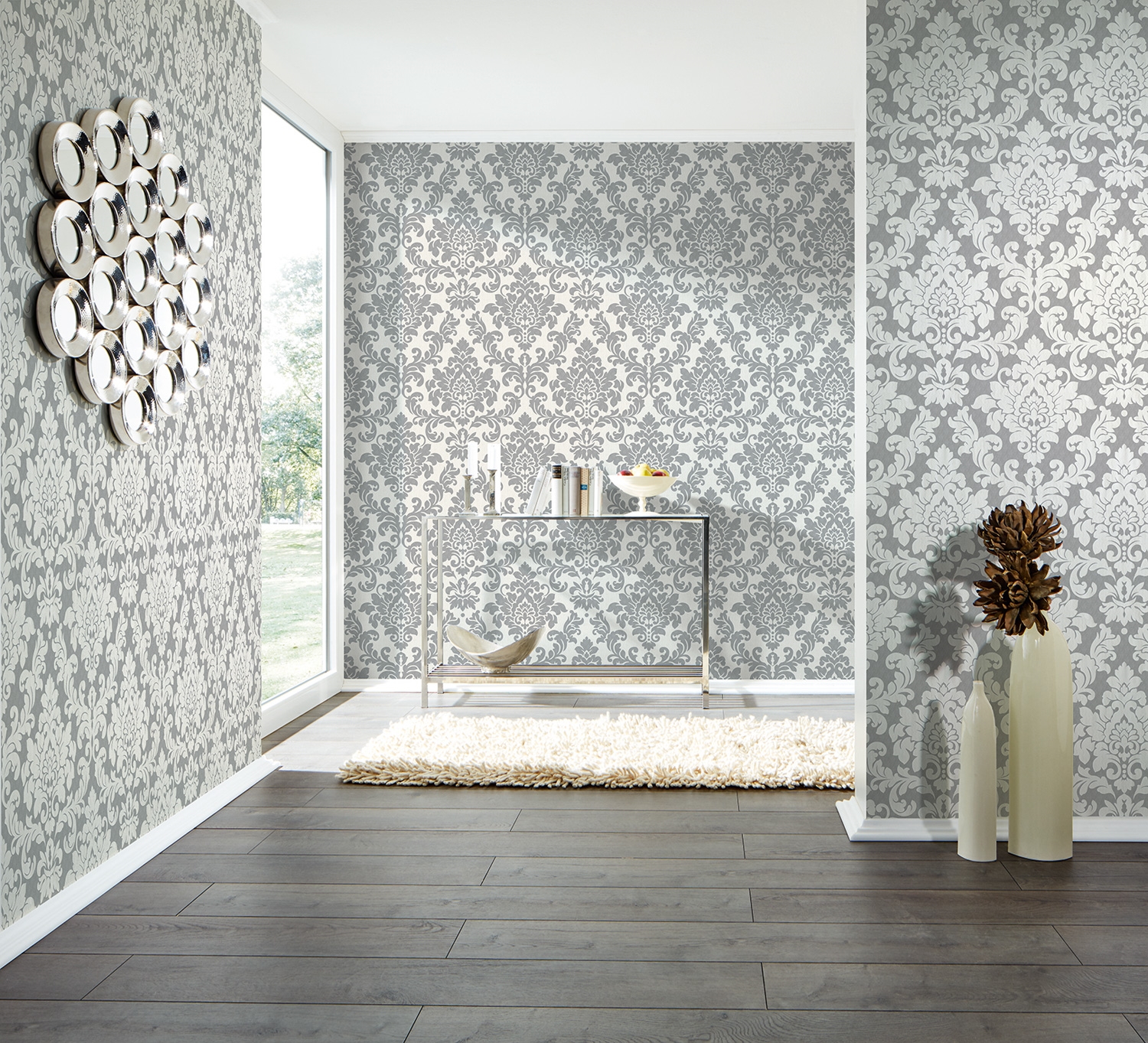 Thomas Vlies-Tapete Barock silber/weiss TLT002 - 360951