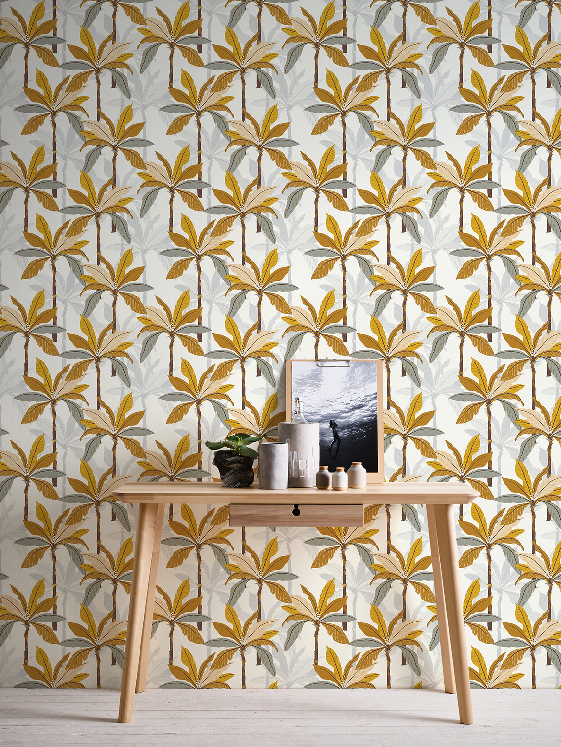 AS Création Vliestapete Geo Nordic Blätter weiss 375302