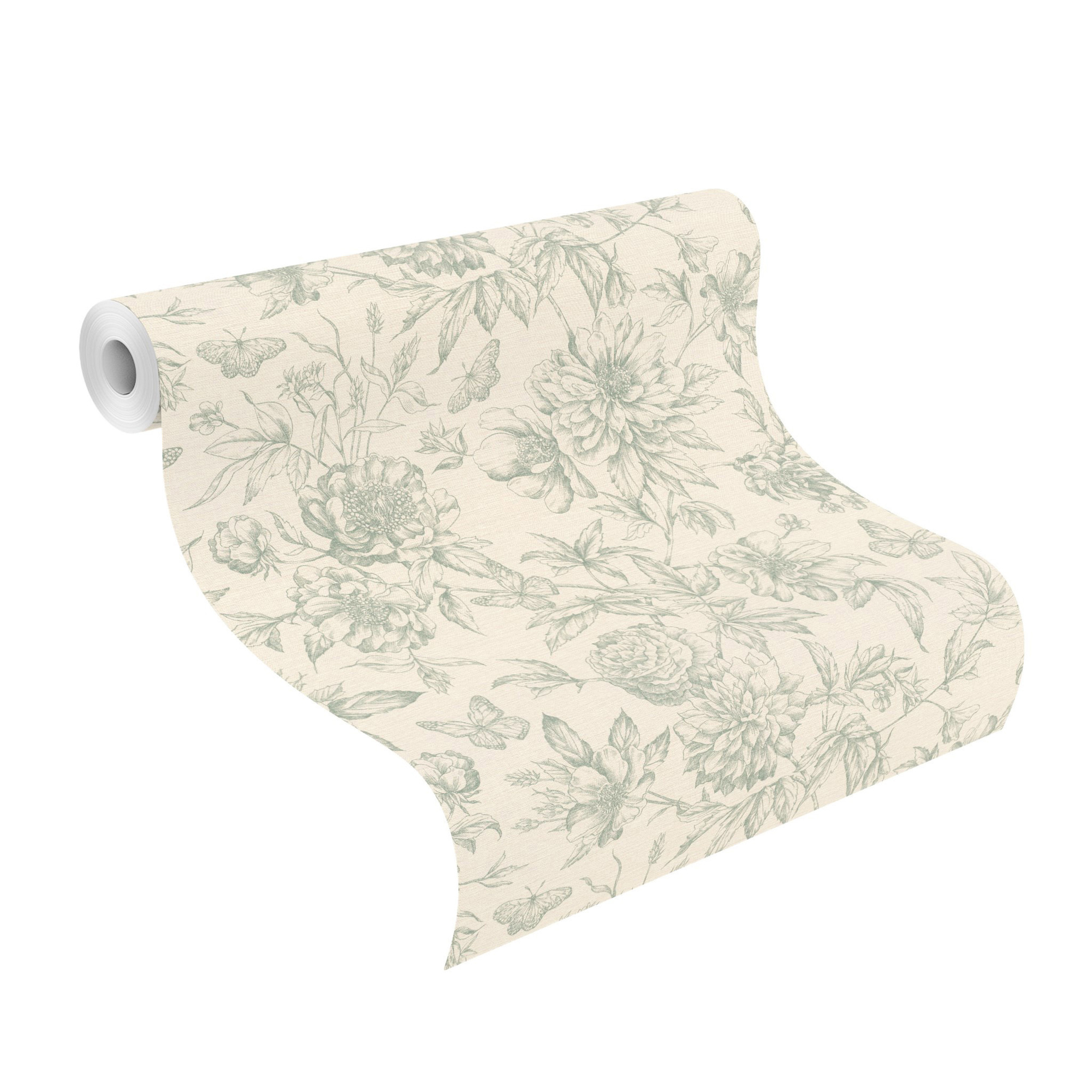 Rasch Vliestapete Peonies Grün Blumen 793925