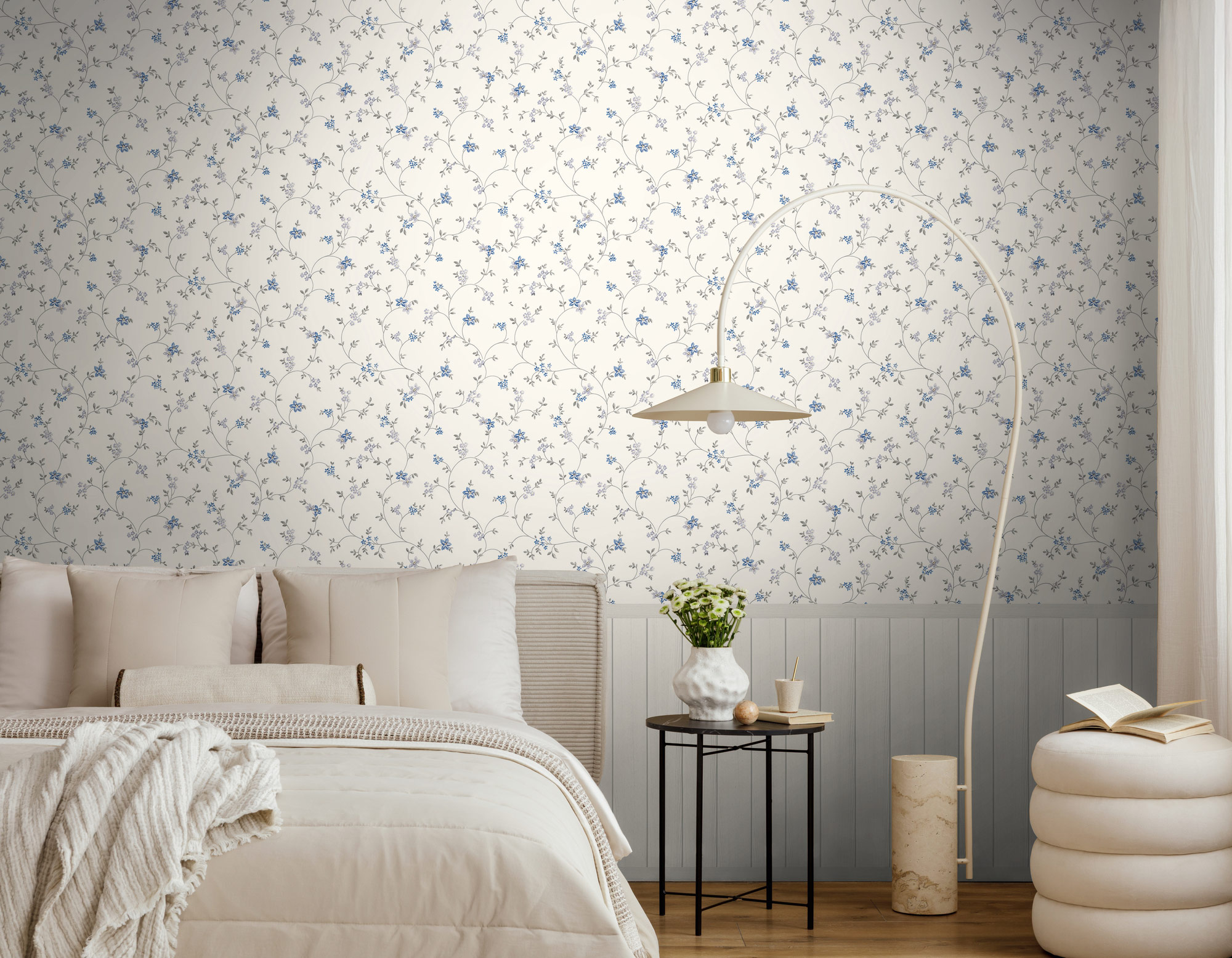 AS Vliestapete Wallpanel creme Blümchen 398052