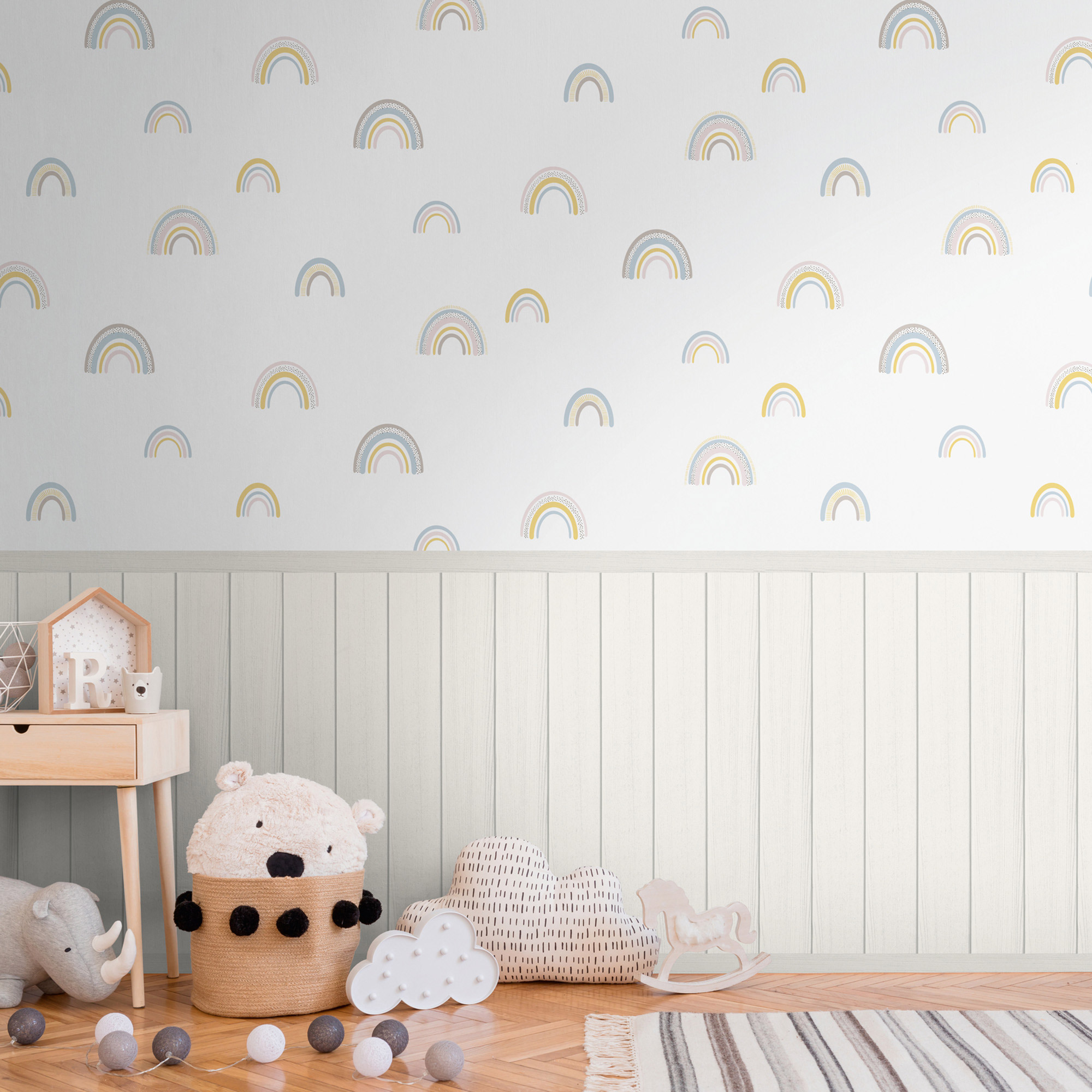 AS Vliestapete Wallpanel creme Regenbogen 398171