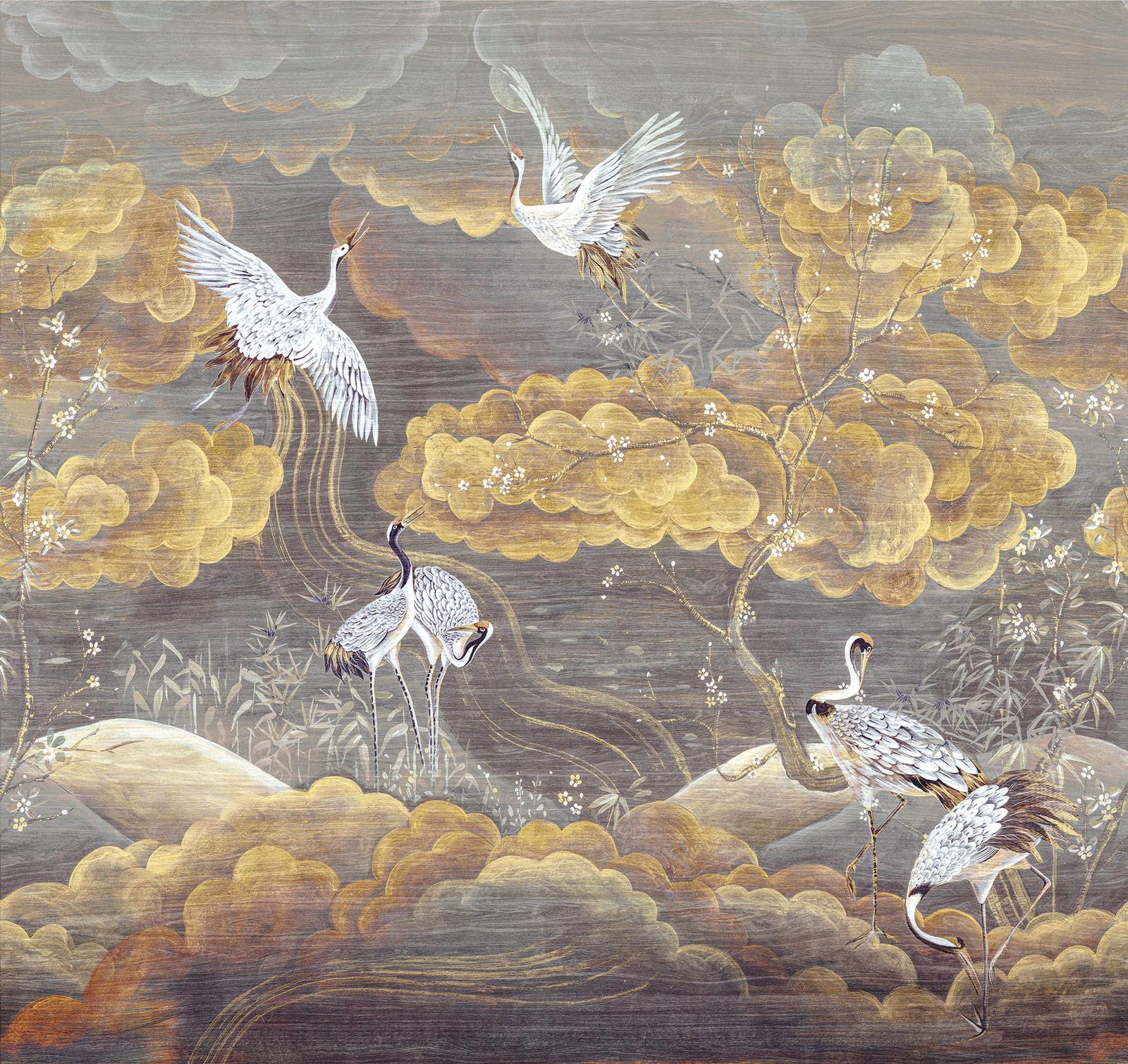 Masureel Fototapete Panel Traces Byobu Gold DGTRA4021260