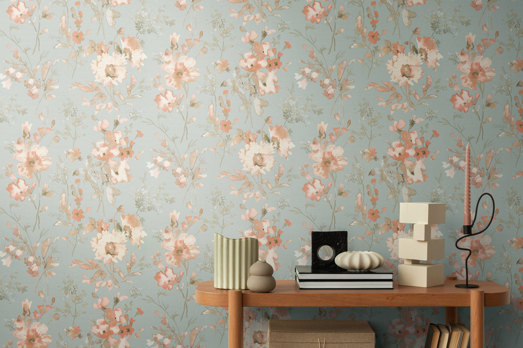 AS Vliestapete CosmoLiving Blumen Blau 790616