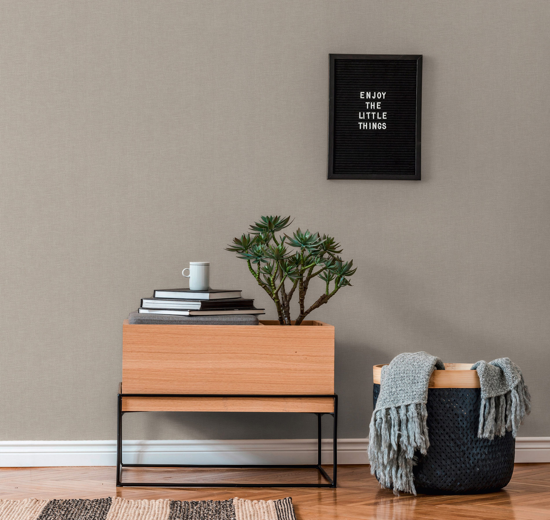 AS Vliestapete #Hygge Stoffoptik Grau 386132