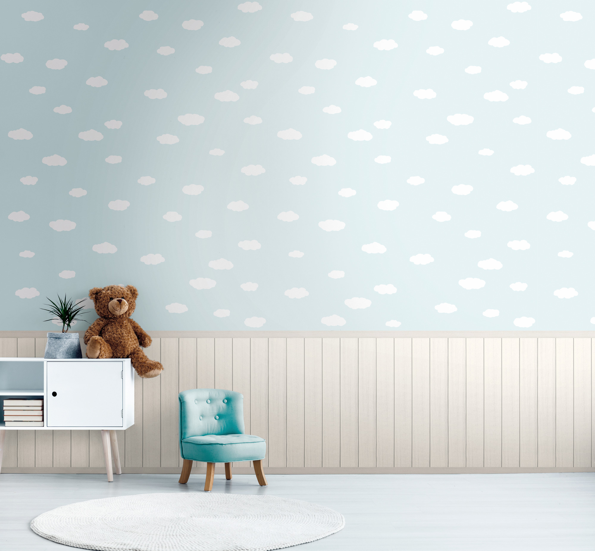 AS Vliestapete Wallpanel creme Wolken 398161