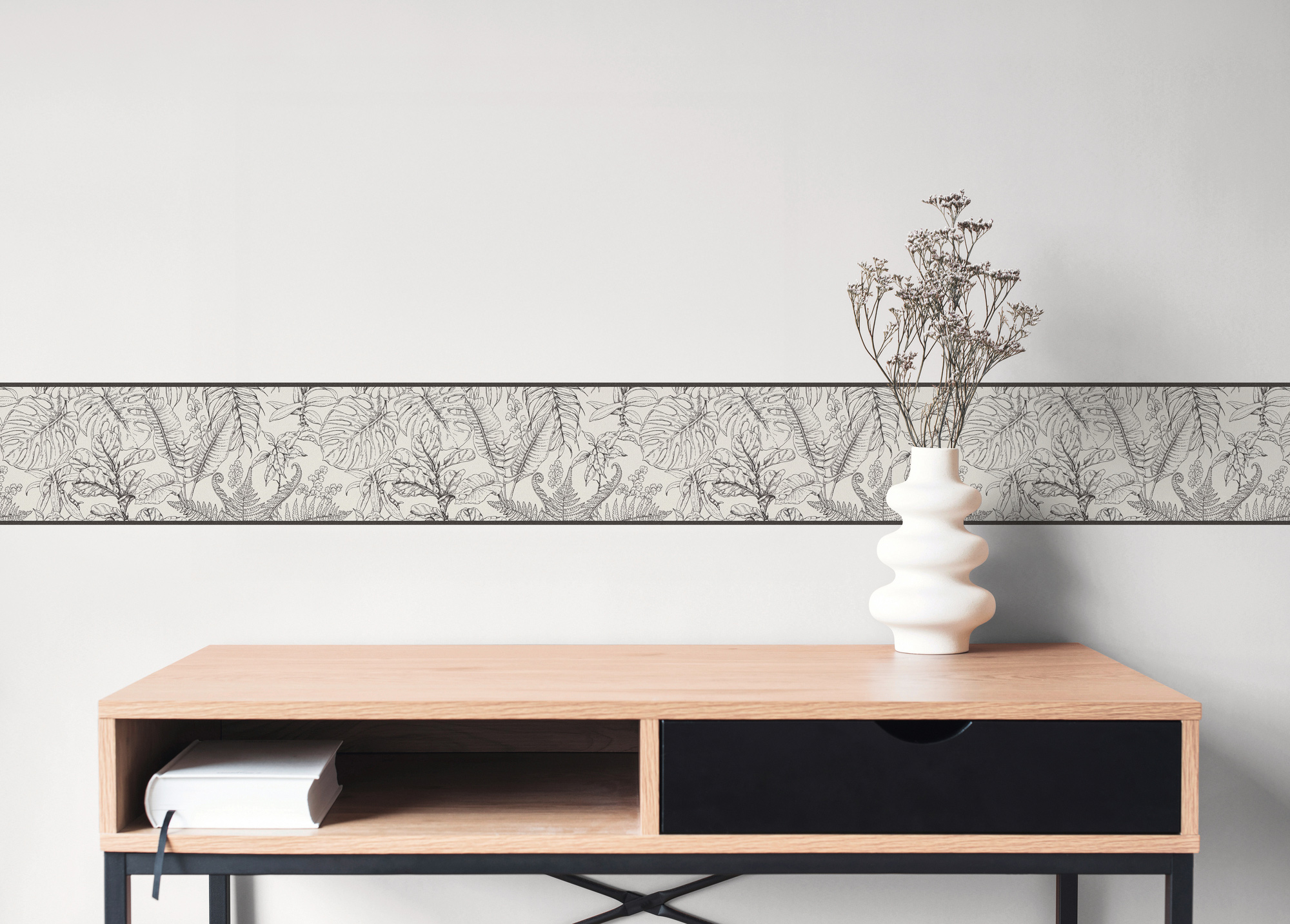 AS Borte Selbstklebende Bordüre Floral Schwarz 787341