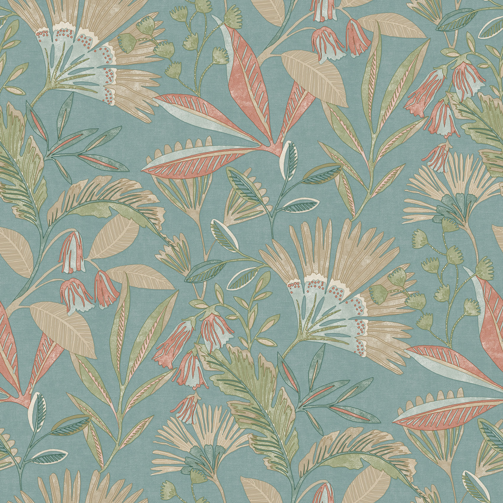 Grandeco Vliestapete Ciara Floral tuerkis A63802