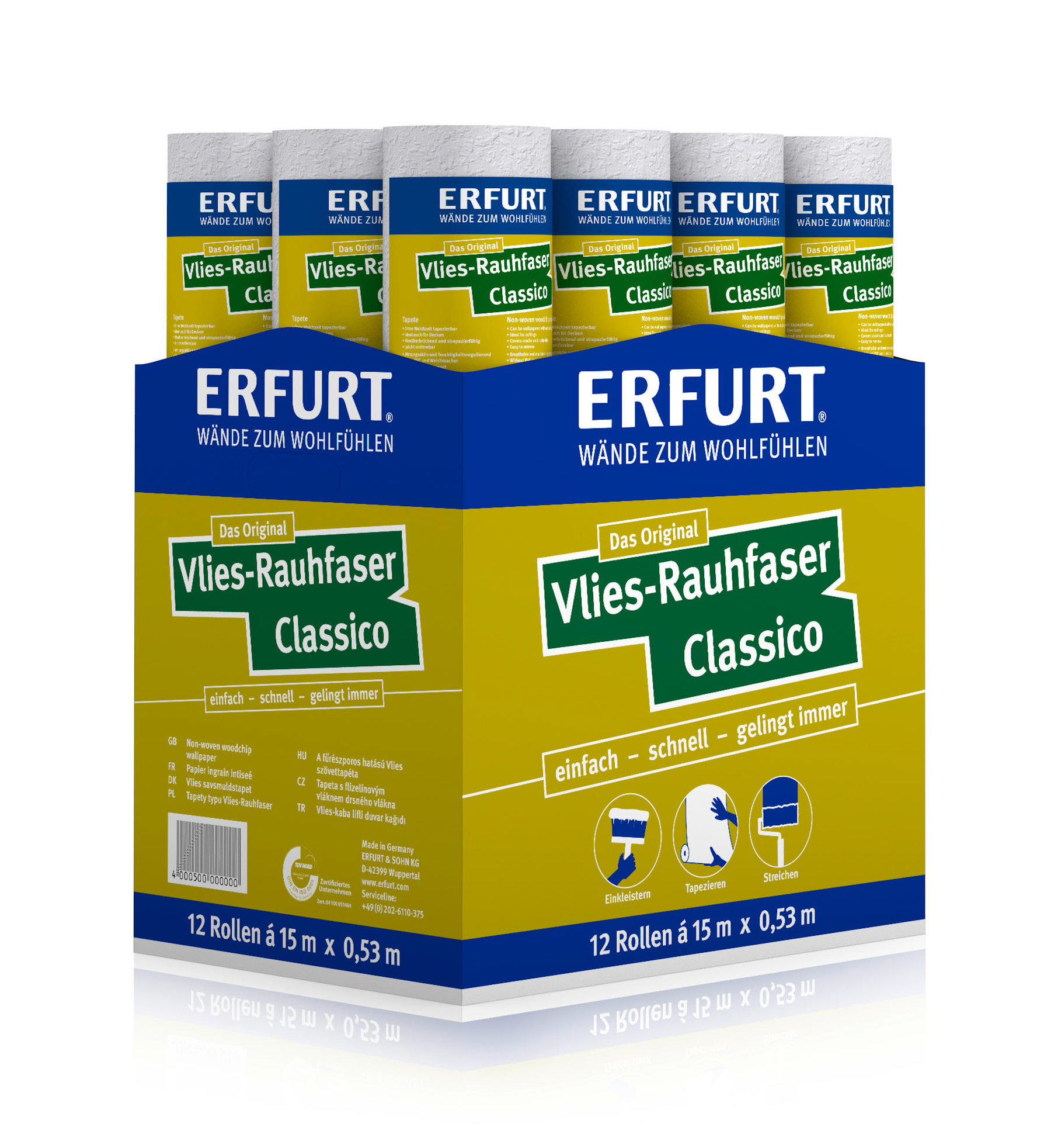 Erfurt Vlies-Rauhfaser Classico | Karton (12 Rollen)