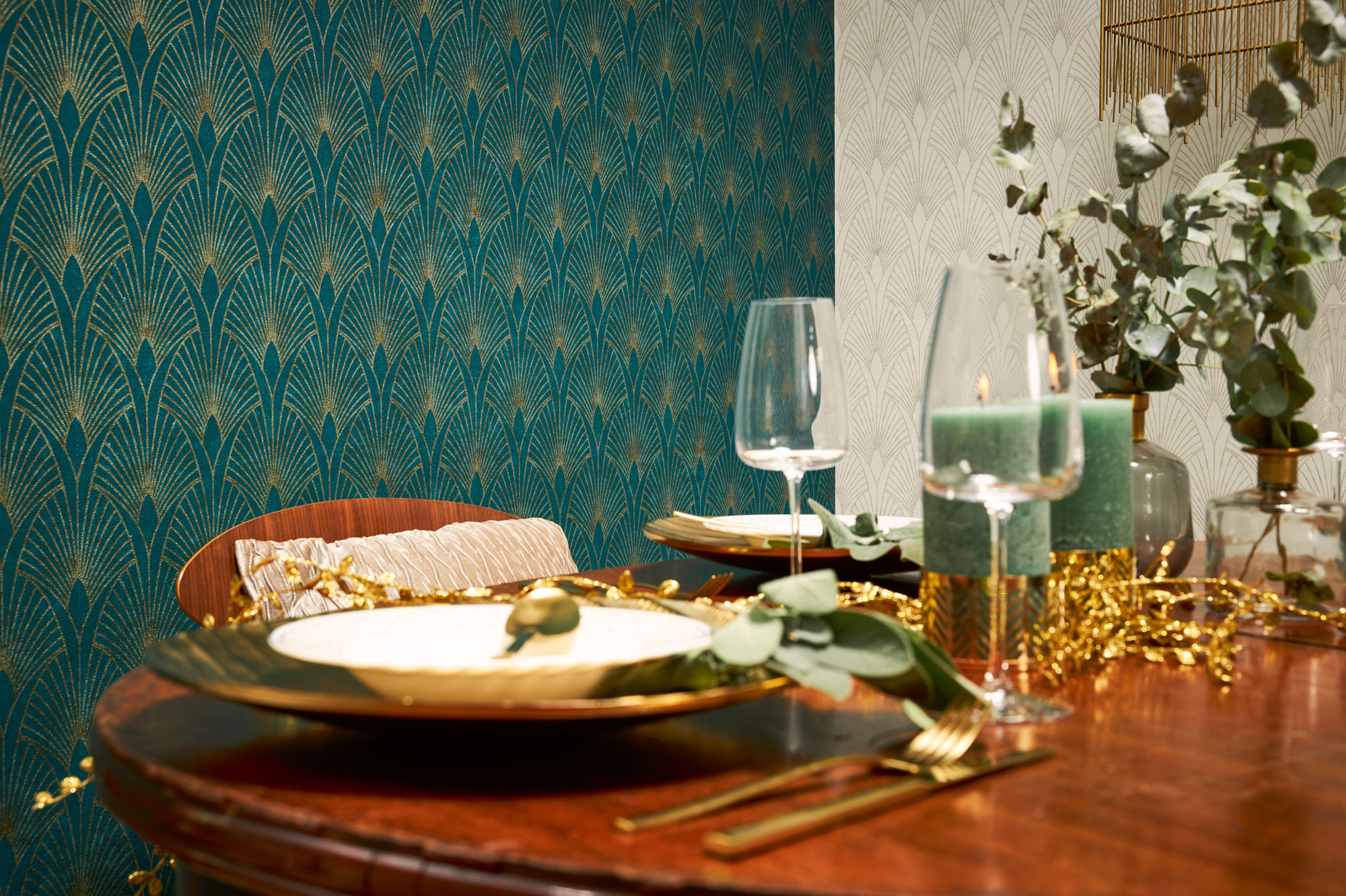 AS Vliestapete New Walls Art Deco Tapete grün 374275