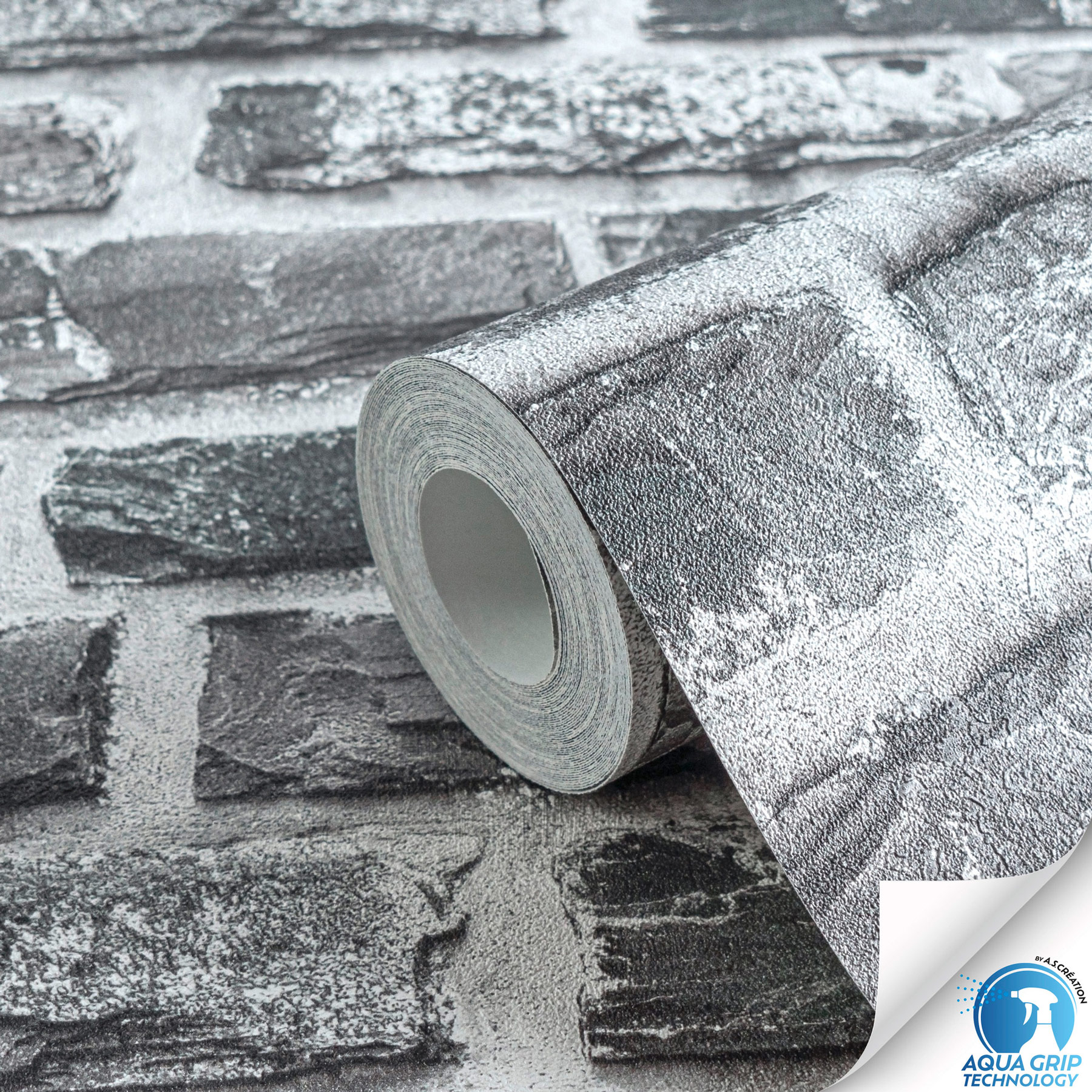 AS Vliestapete WOW Designdrop Steintapete Grau 784571