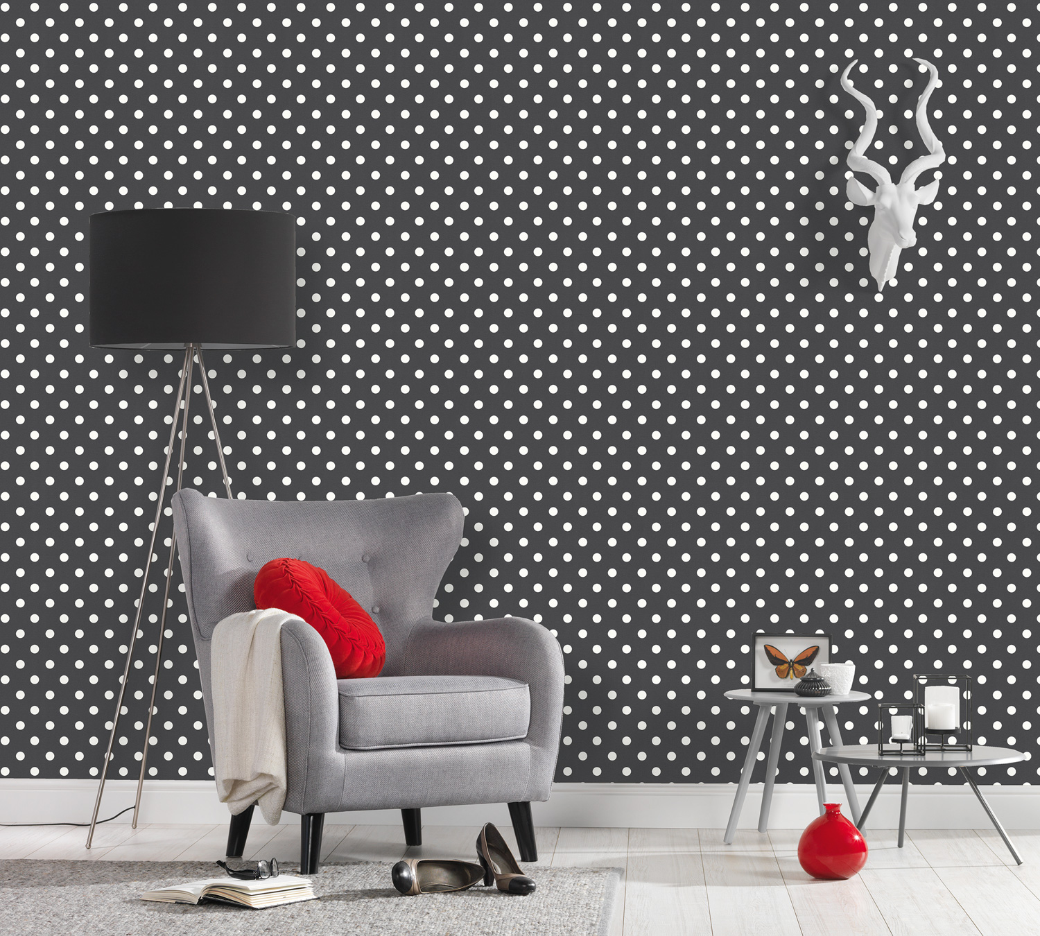 Thomas Vliestapete Dots schwarz/weiss TLT009 - 363364