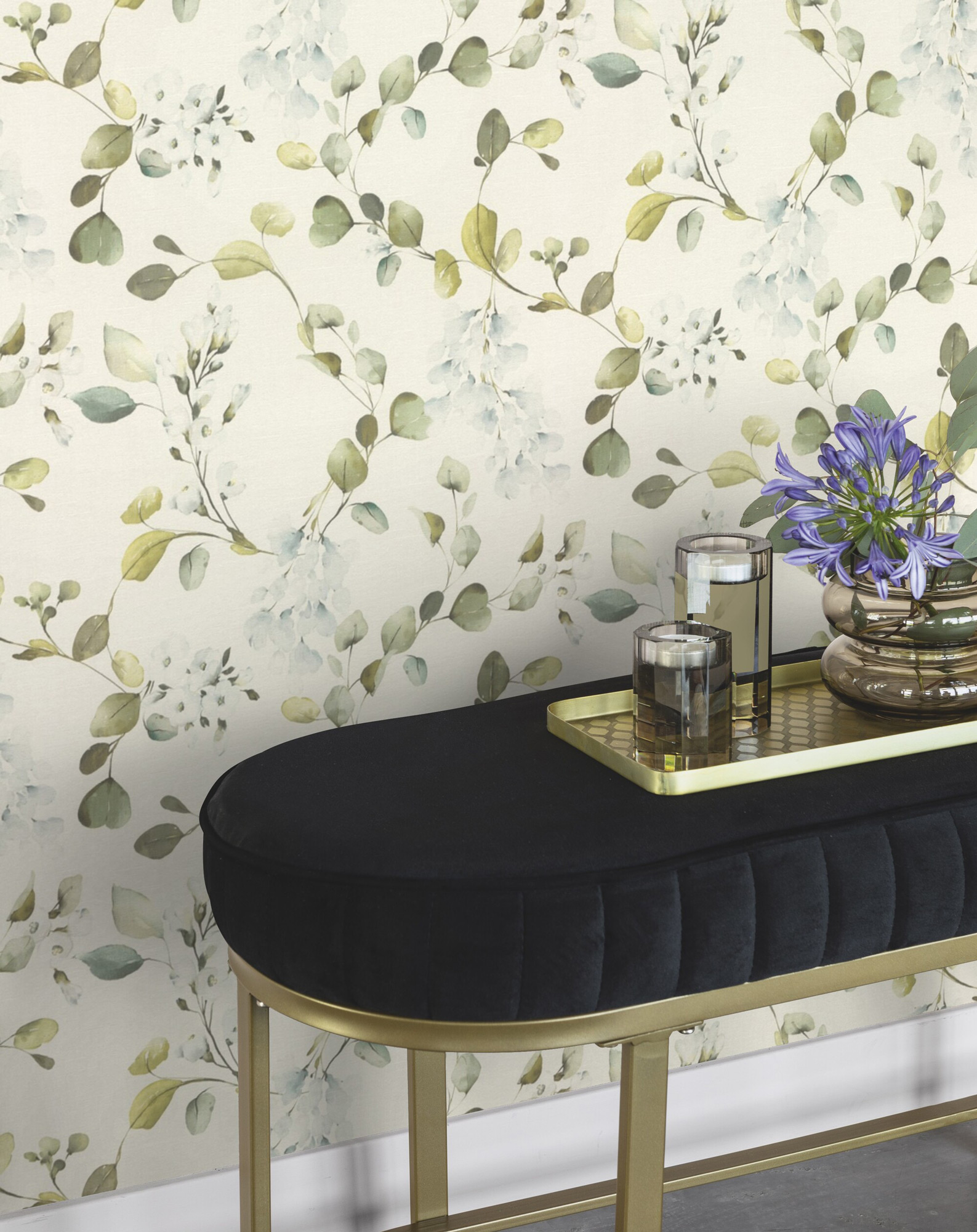 Rasch Vliestapete Peonies Blau Blätter 582222