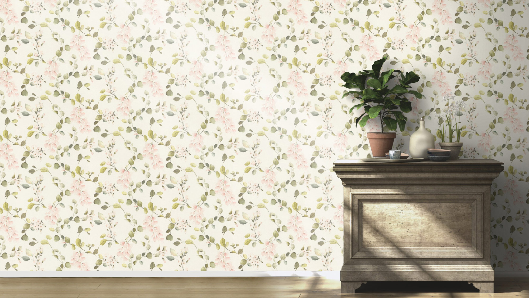 Rasch Vliestapete Peonies Rosa Blätter 582215