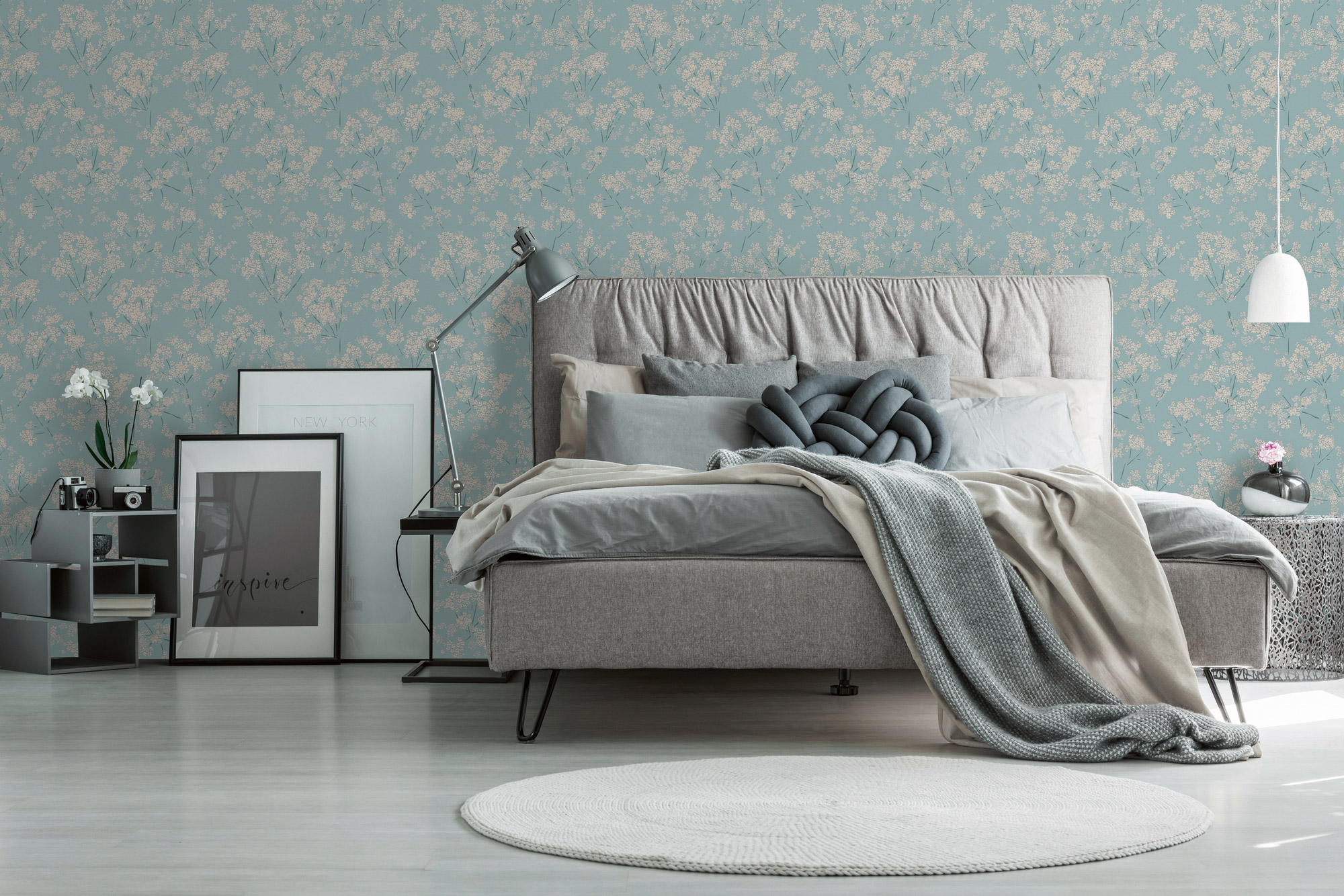 AS Vliestapete Casual Living Blau Blümchen 395485