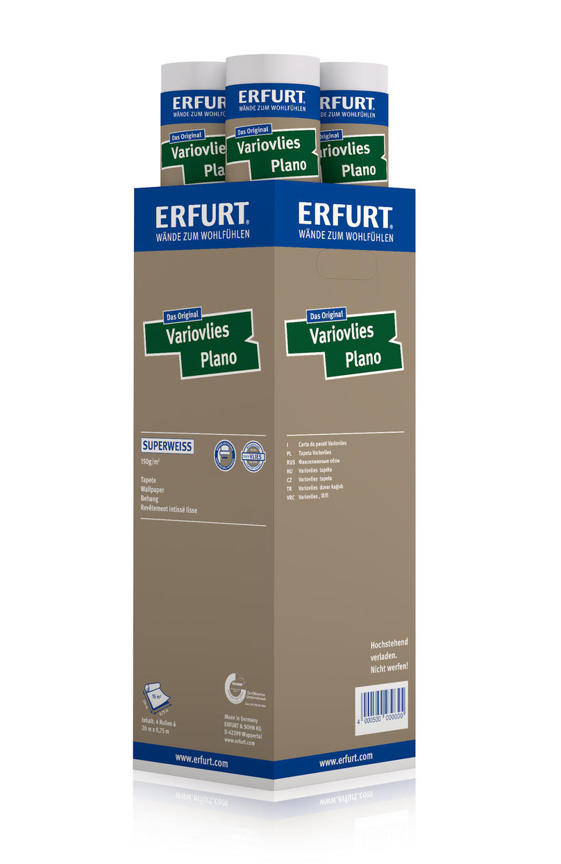 Erfurt Glattvlies Variovlies Plano Superweiss | Karton (4 Ro