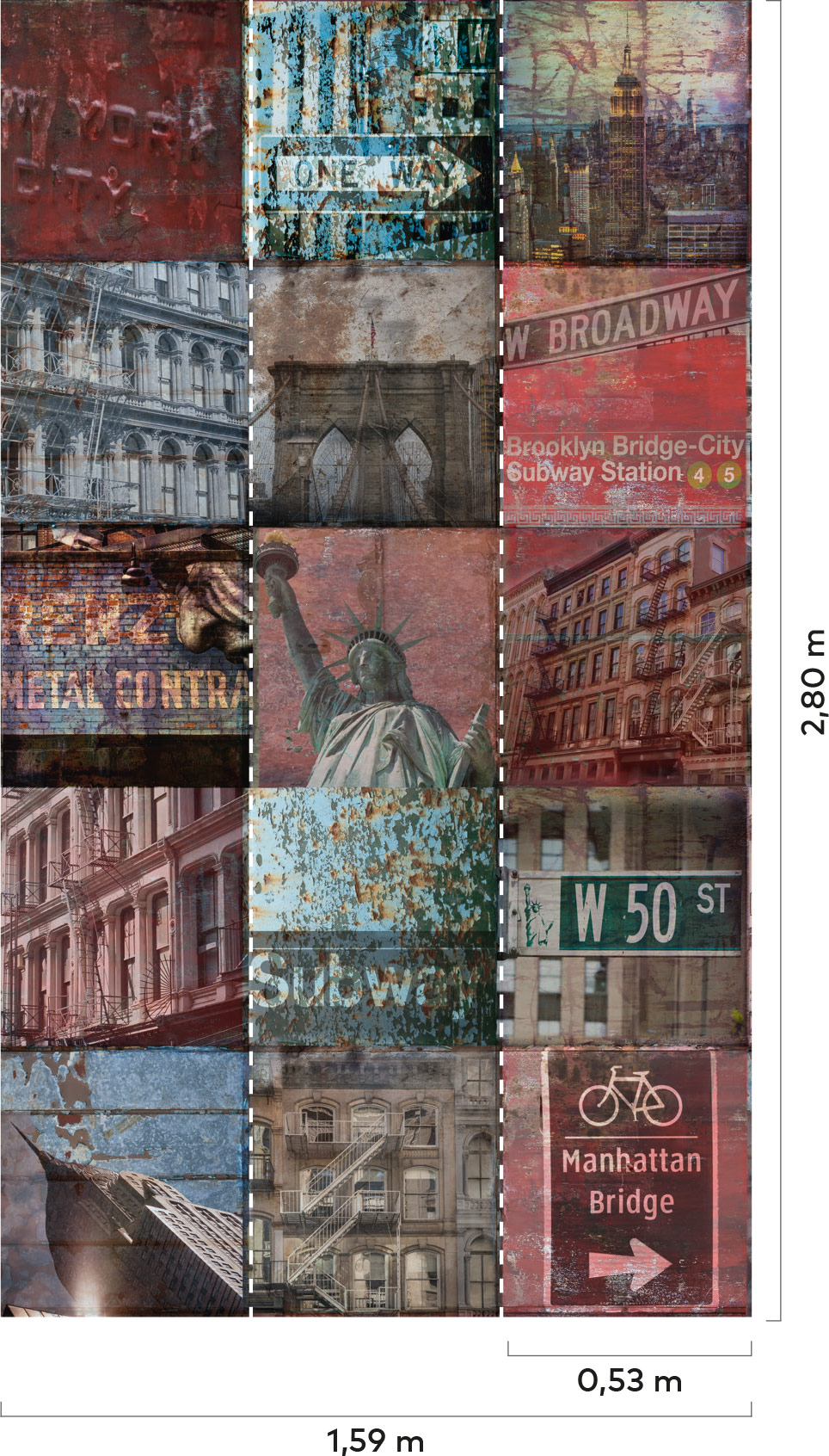 Grandeco Wandbild Eine Rolle ein Motiv New York Patch A40101