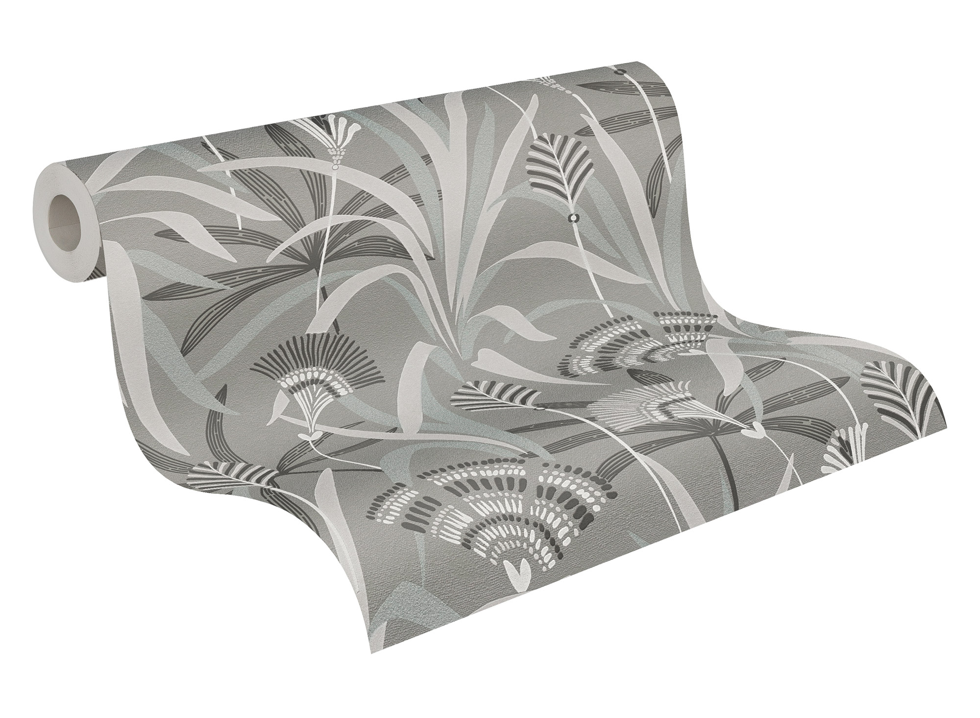 AS Vliestapete French Affair Blätter Grau 399362