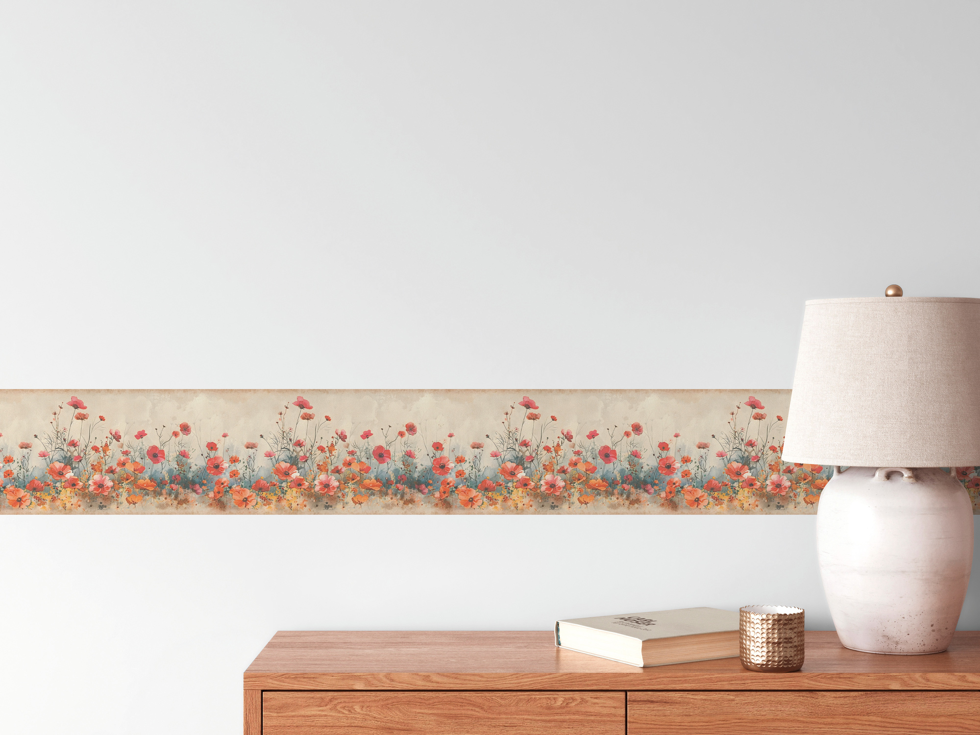 AS Borte Selbstklebende Bordüre Blumenbordüre Beige 787421