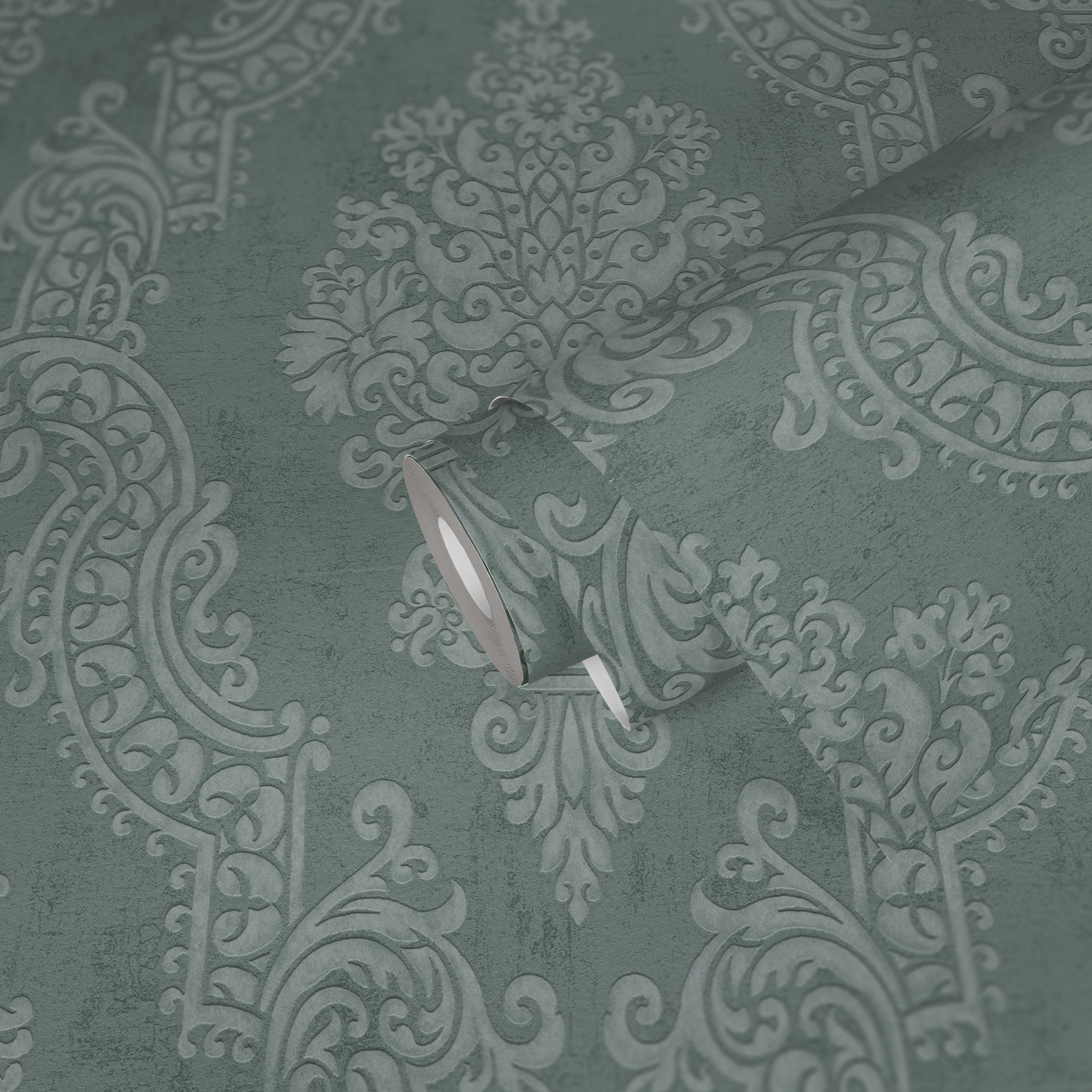 AS Vliestapete Pure Elegance Ornament Grün 397651