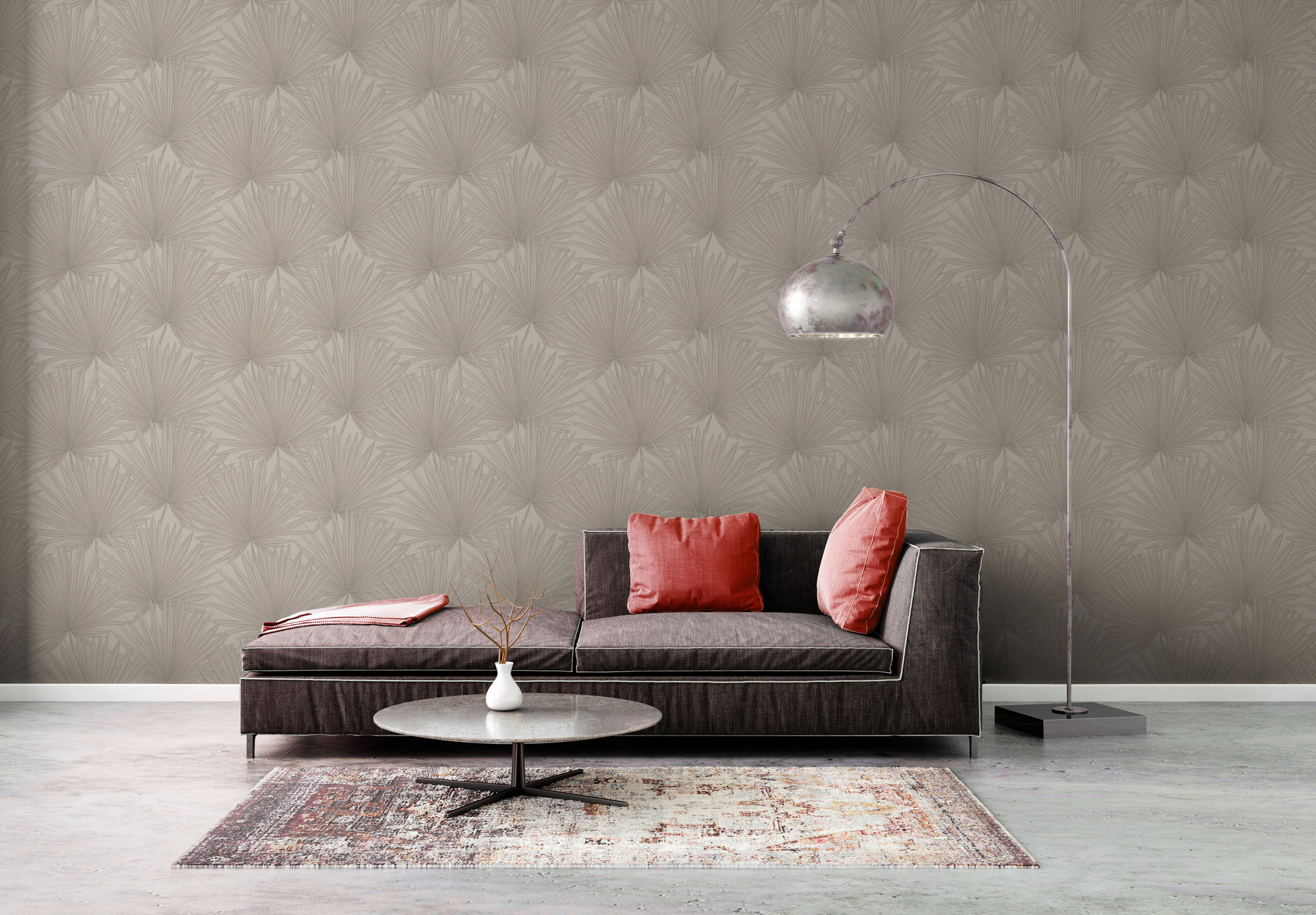 AS Vliestapete Antigua Satin Palmentapete Grau 390902