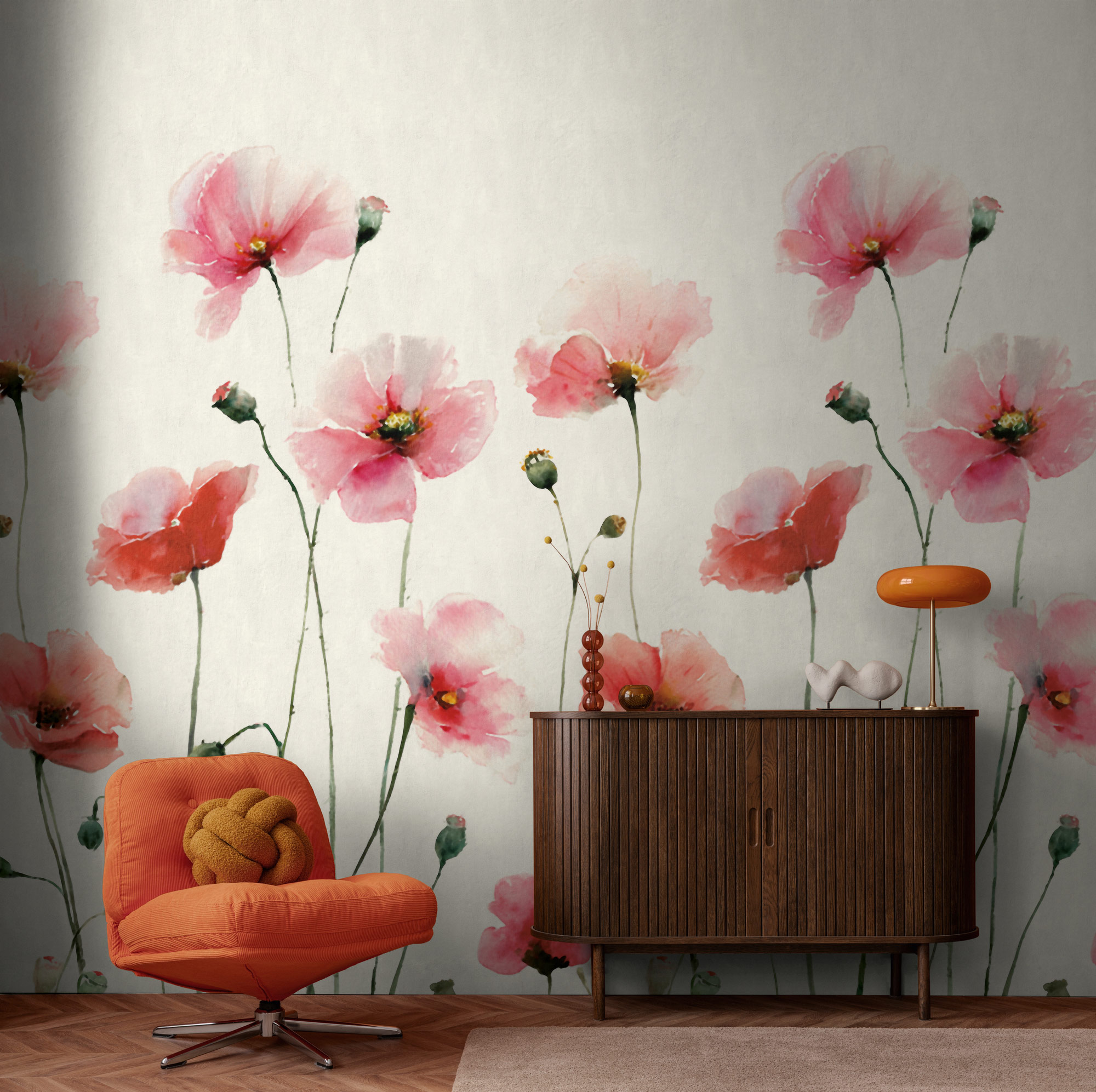 AS Fototapete The Wall 4 Blüten Rot 792361