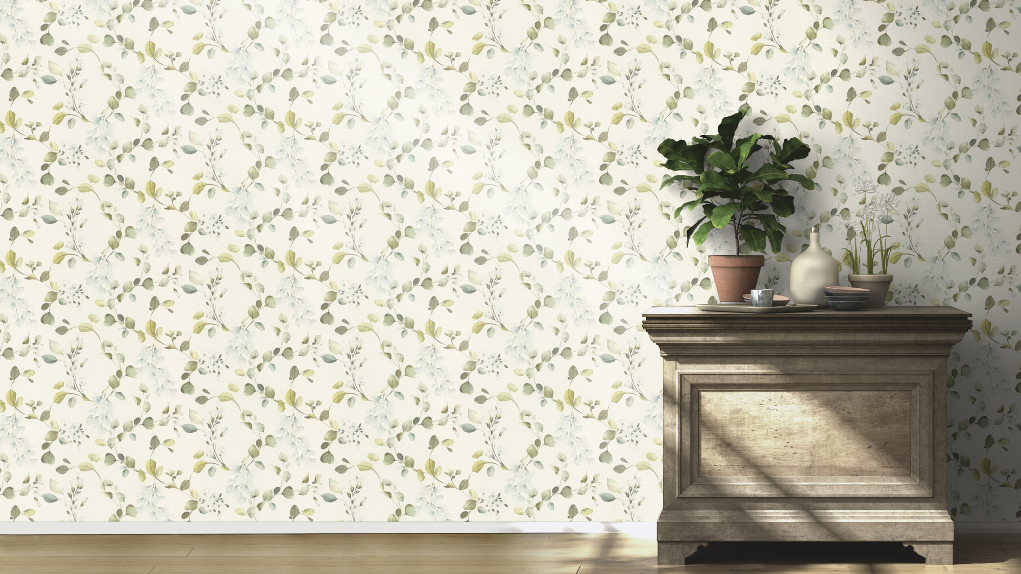 Rasch Vliestapete Peonies Blau Blätter 582222