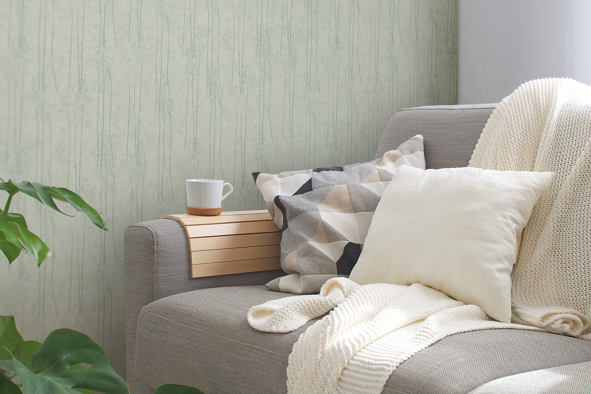 AS Vliestapete #Hygge Pampasgras Grün 386144