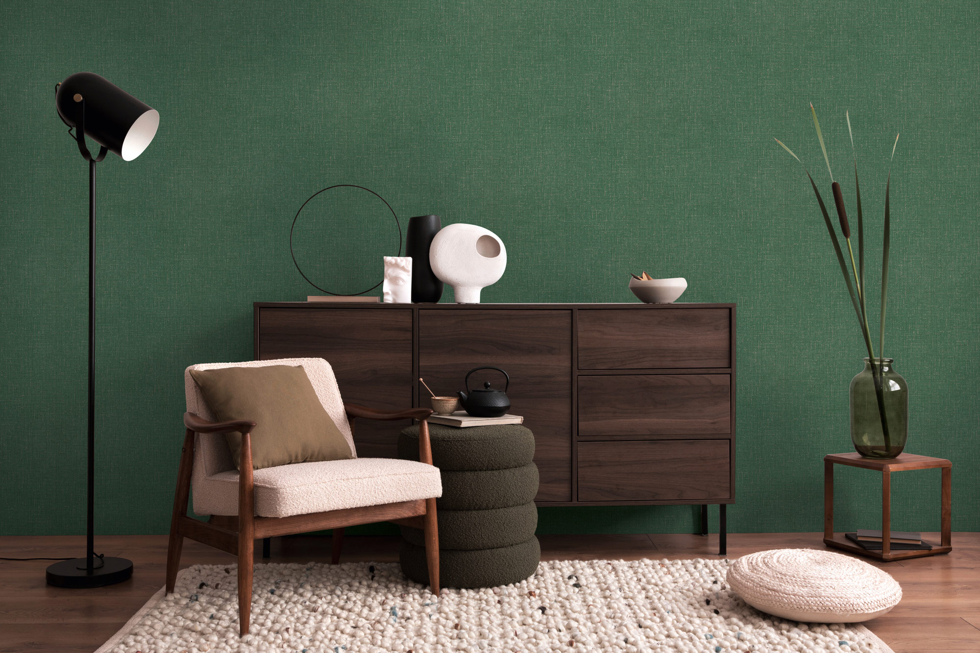 AS Vliestapete CosmoLiving Uni Grün 790673