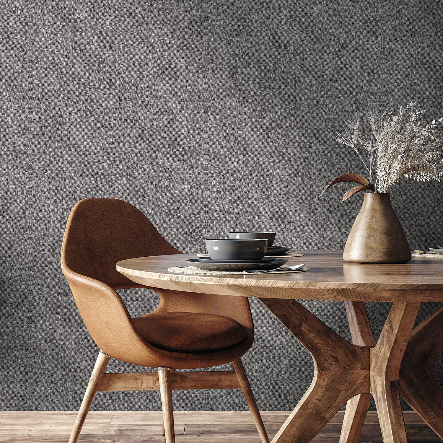 Hohenberger Vliestapete Artist Textil Plain Anthrazit 27254