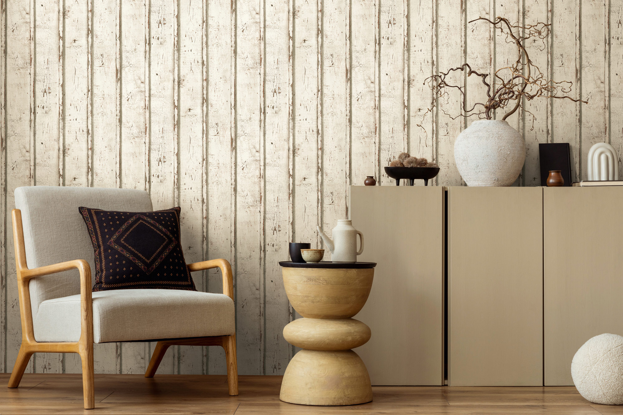 AS Vliestapete Elements 2 Holzoptik weiß 953701