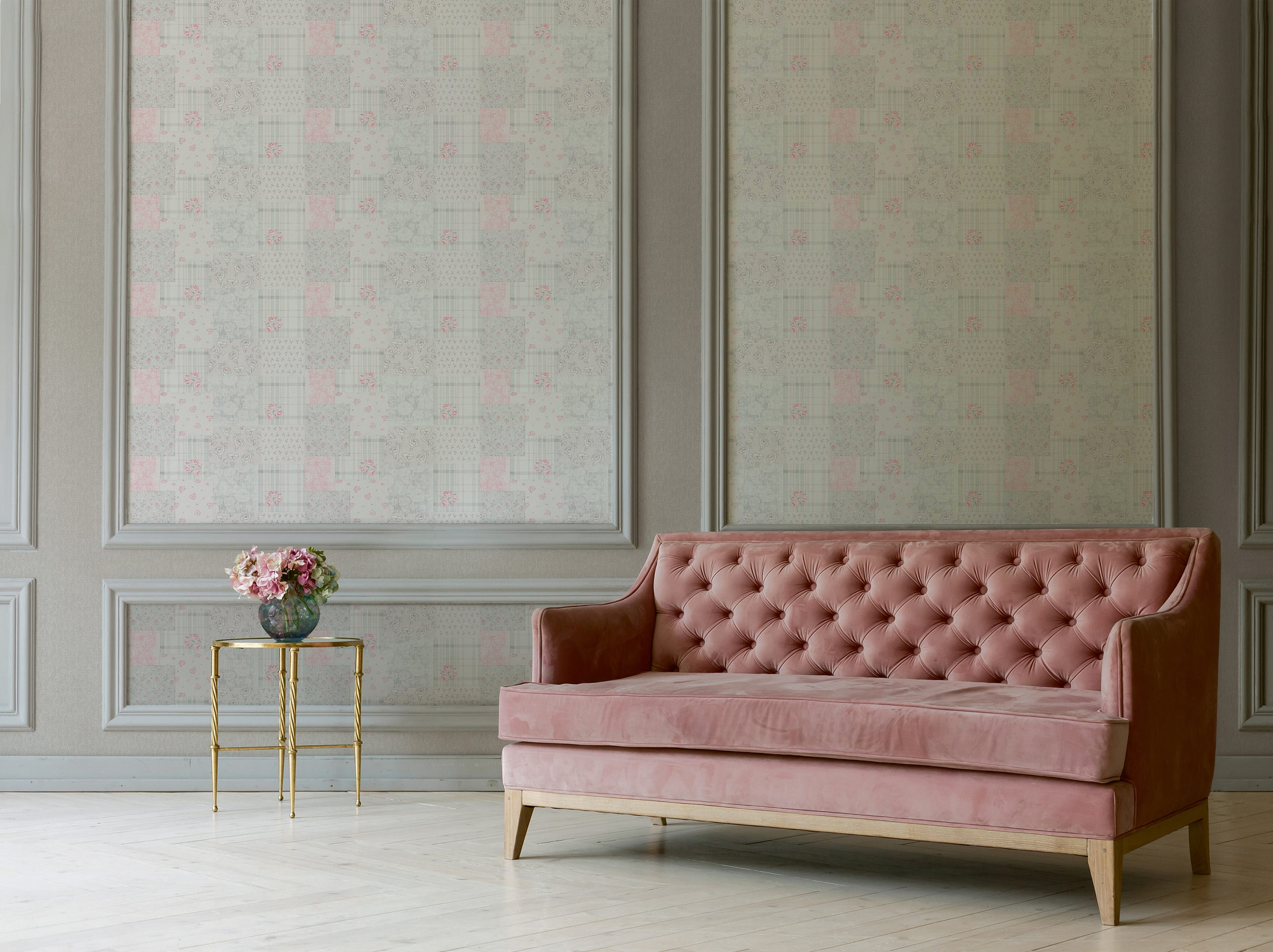 AS Vliestapete Maison Charme Blümchen grau 390663