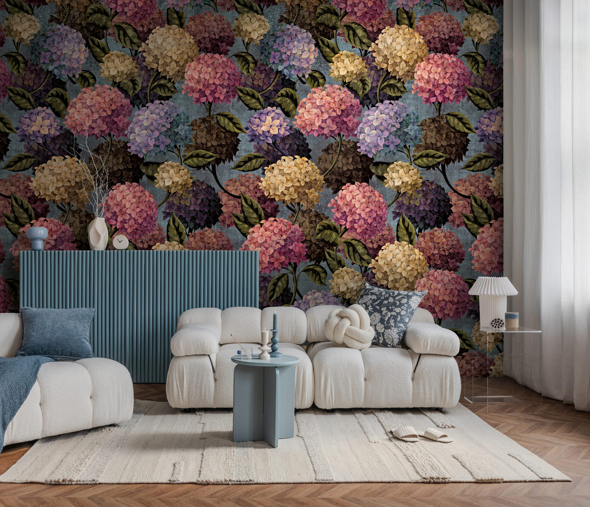 AS Fototapete The Wall 4 Blumen Blau 792489